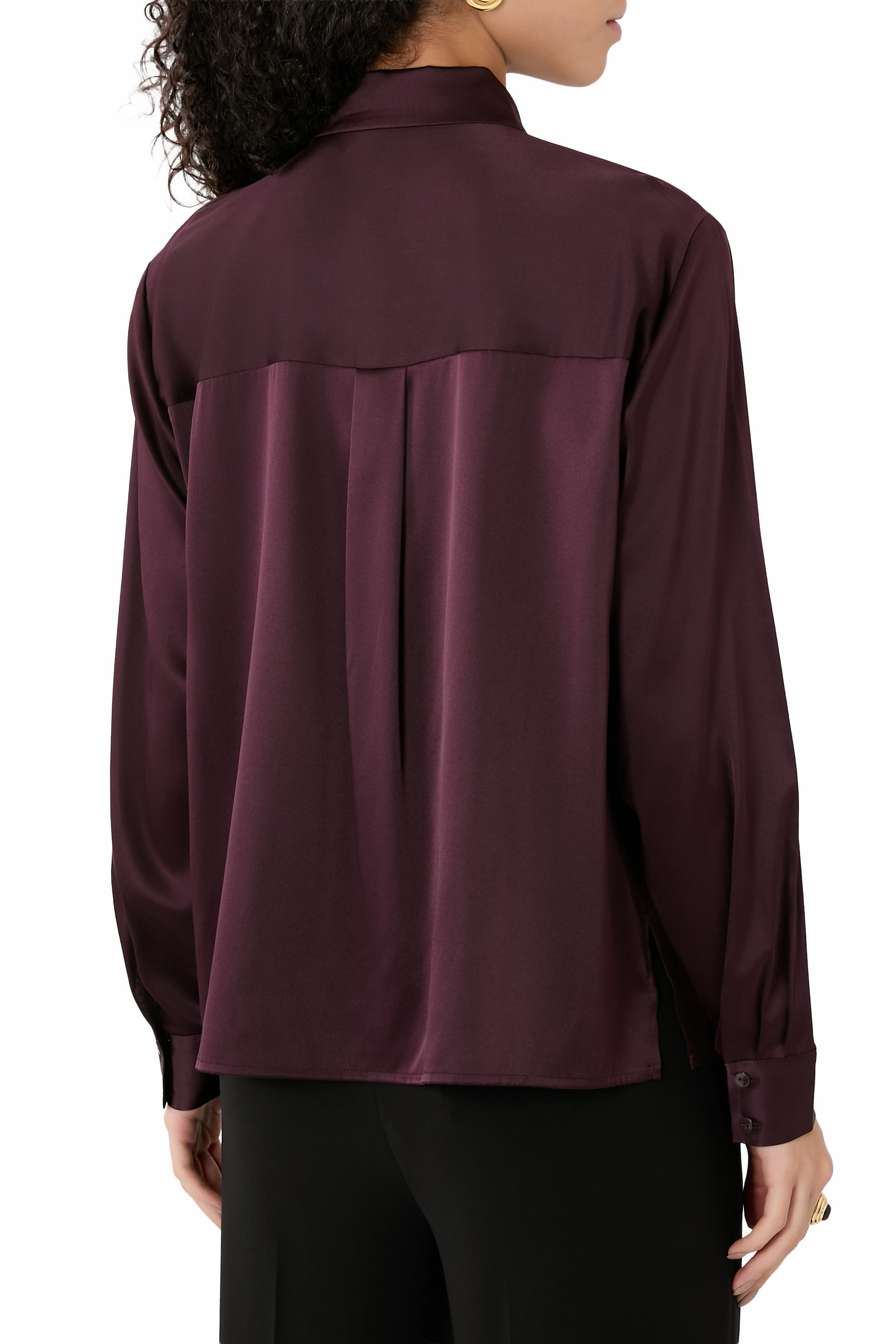  Stretch Silk Charmeuse Classic Collar Shirt