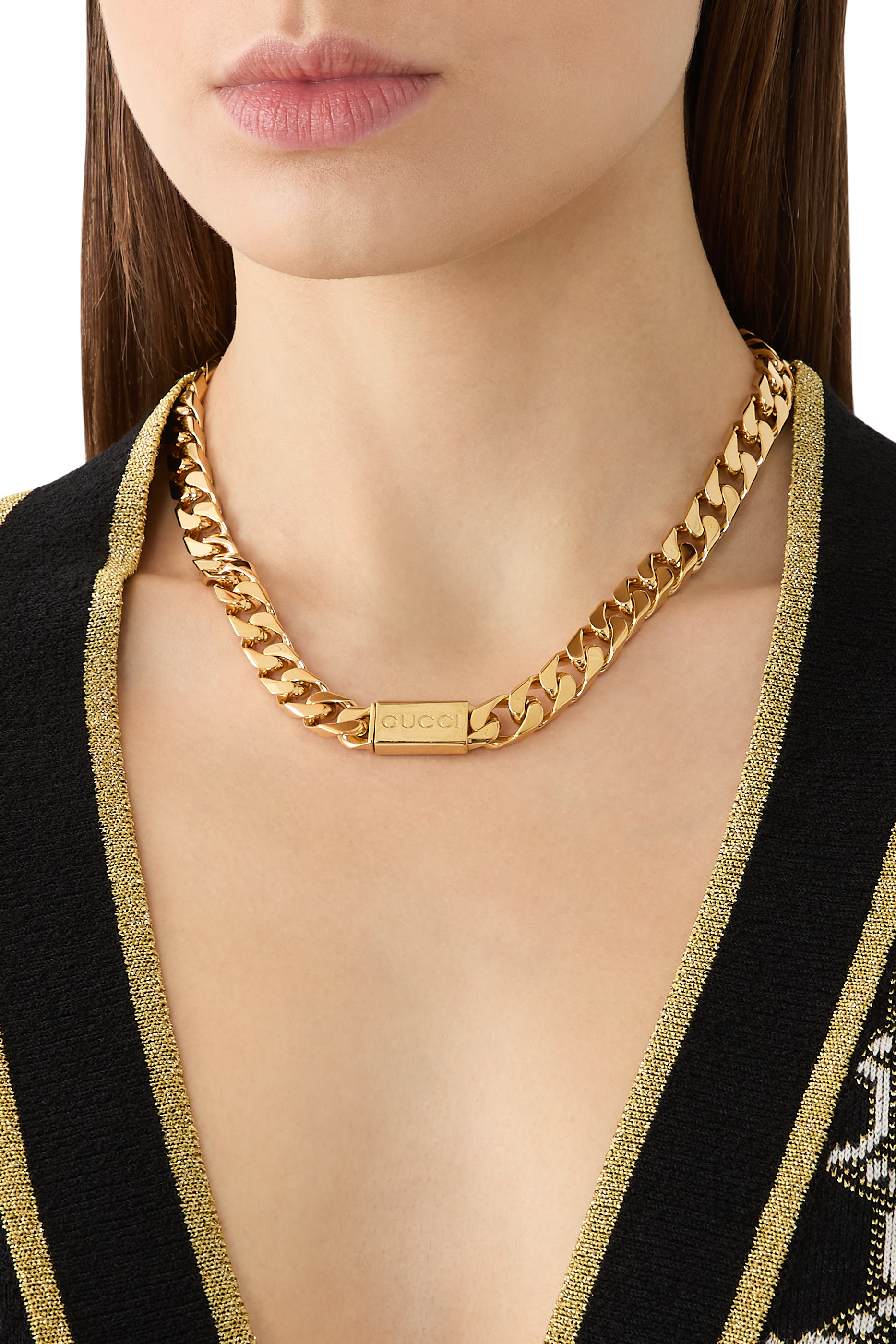 Logo Script Tag Chain Necklace