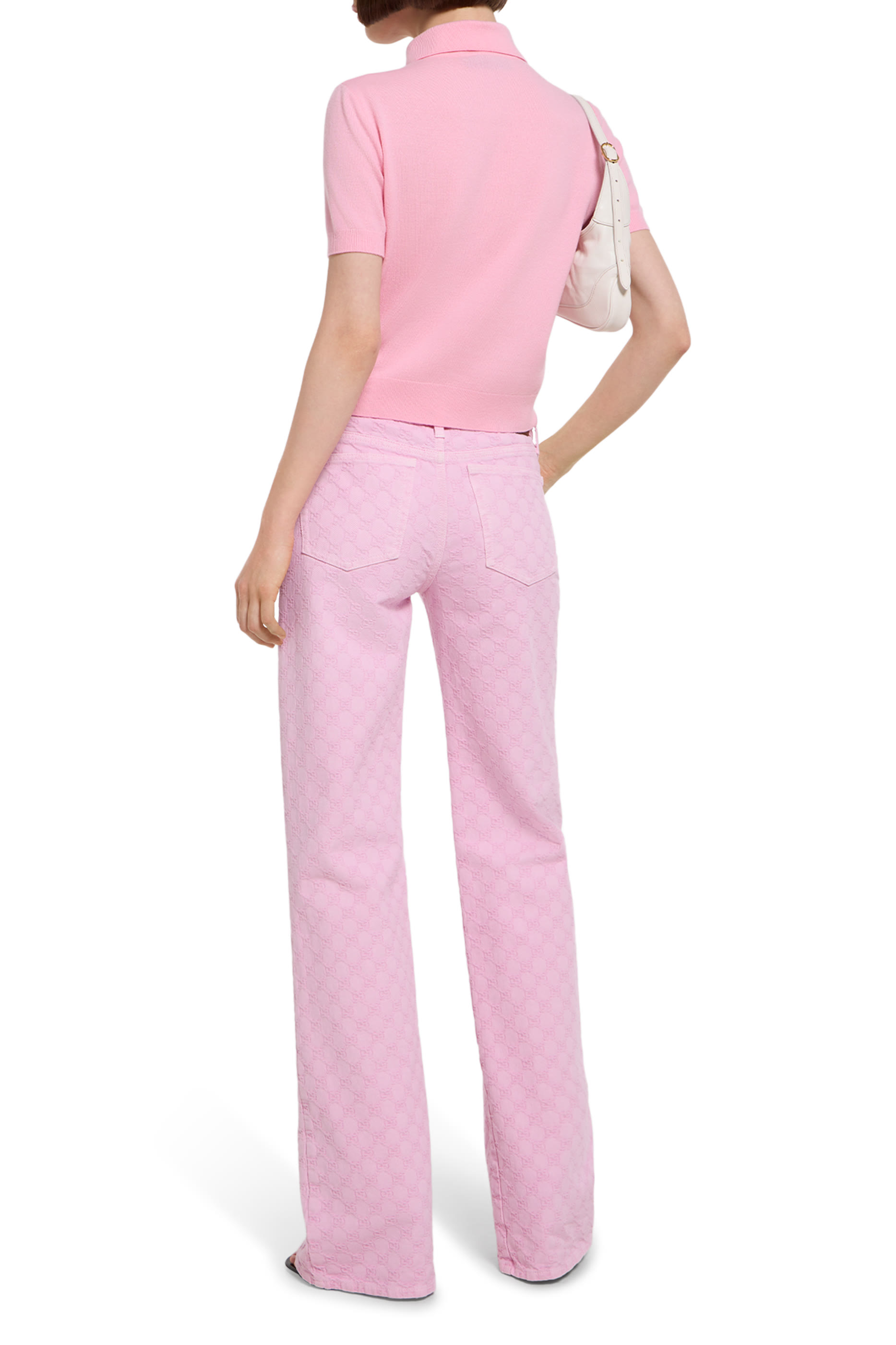 Knit Wool Polo Shirt with GG Embroidery