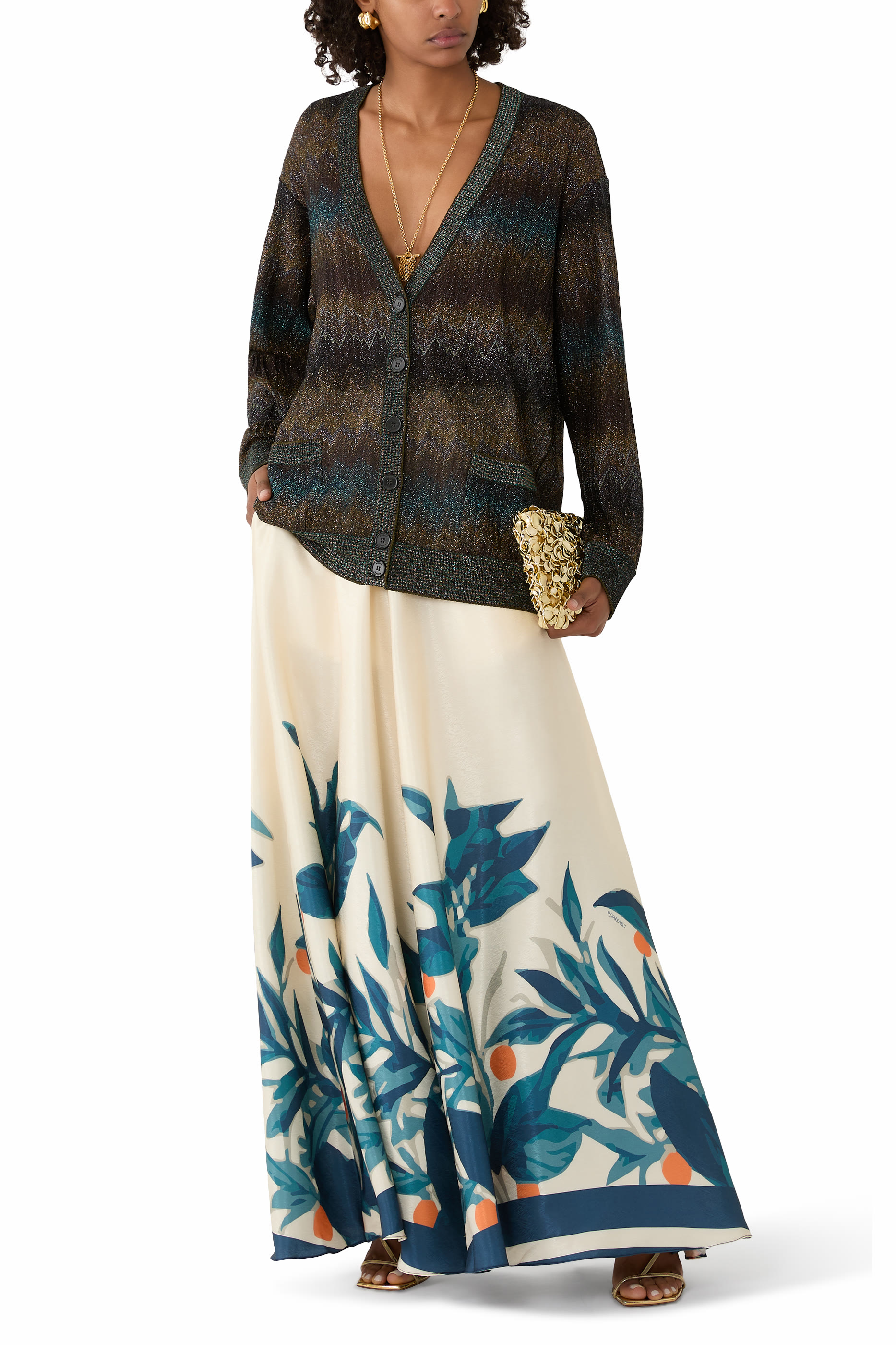 Snake-Pattern Oversized Cardigan 