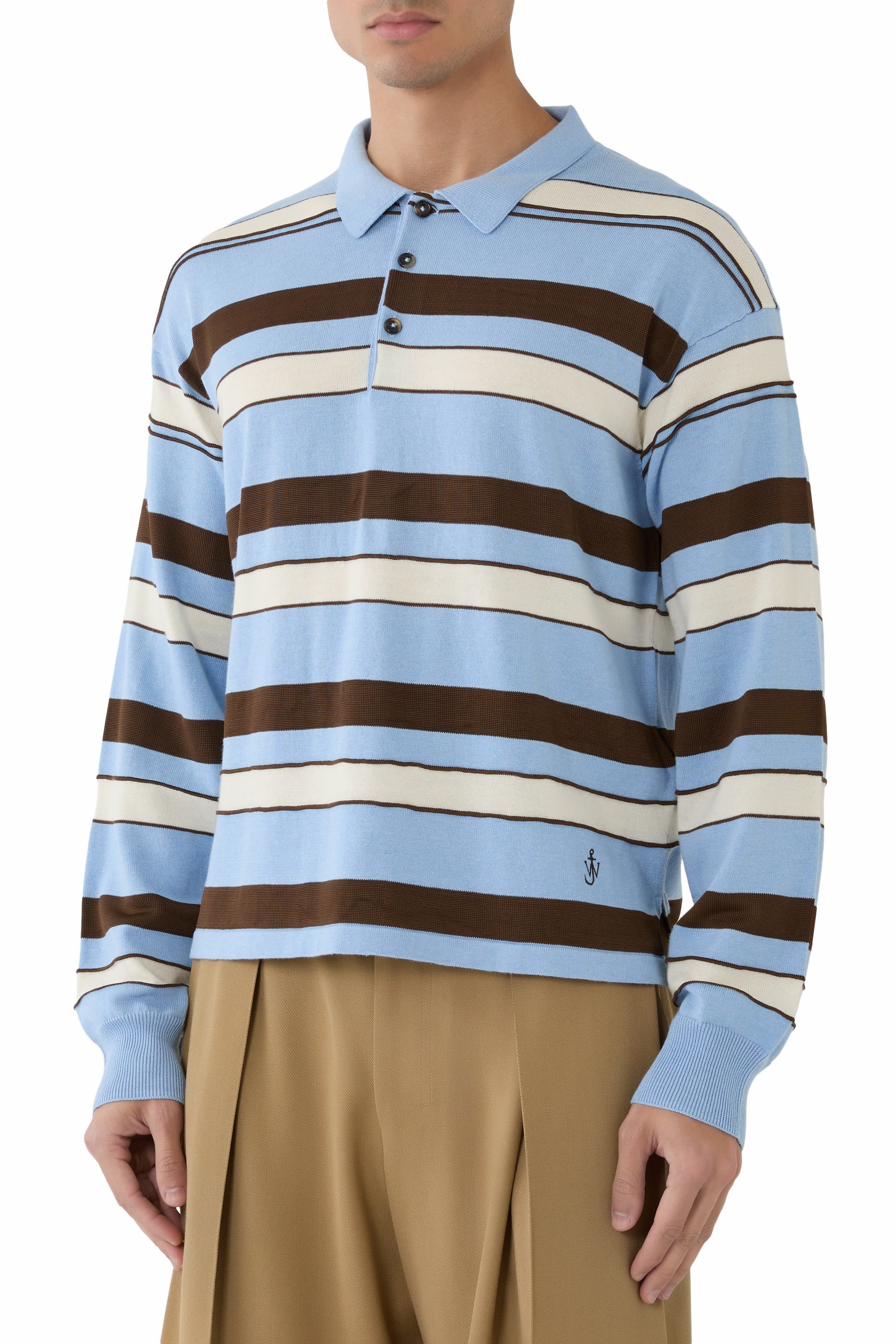 Knit Stripe Rugby Polo Top