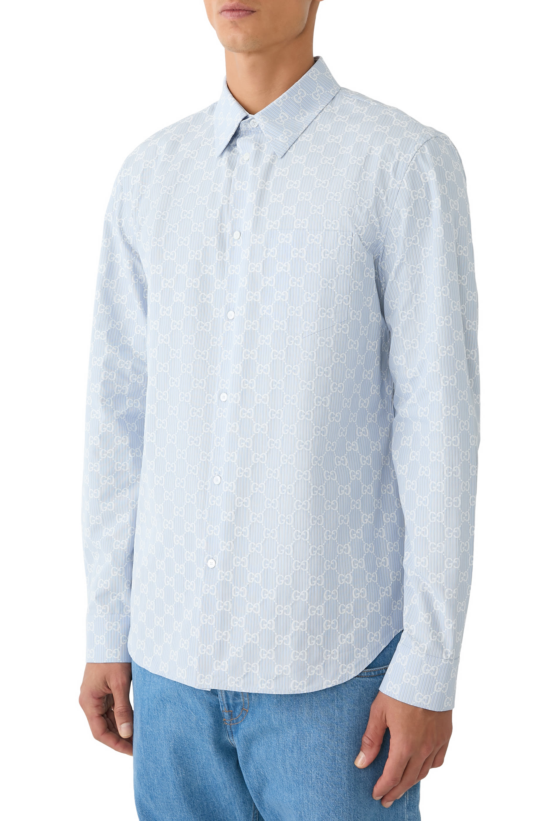  Striped GG Cotton Jacquard Shirt 