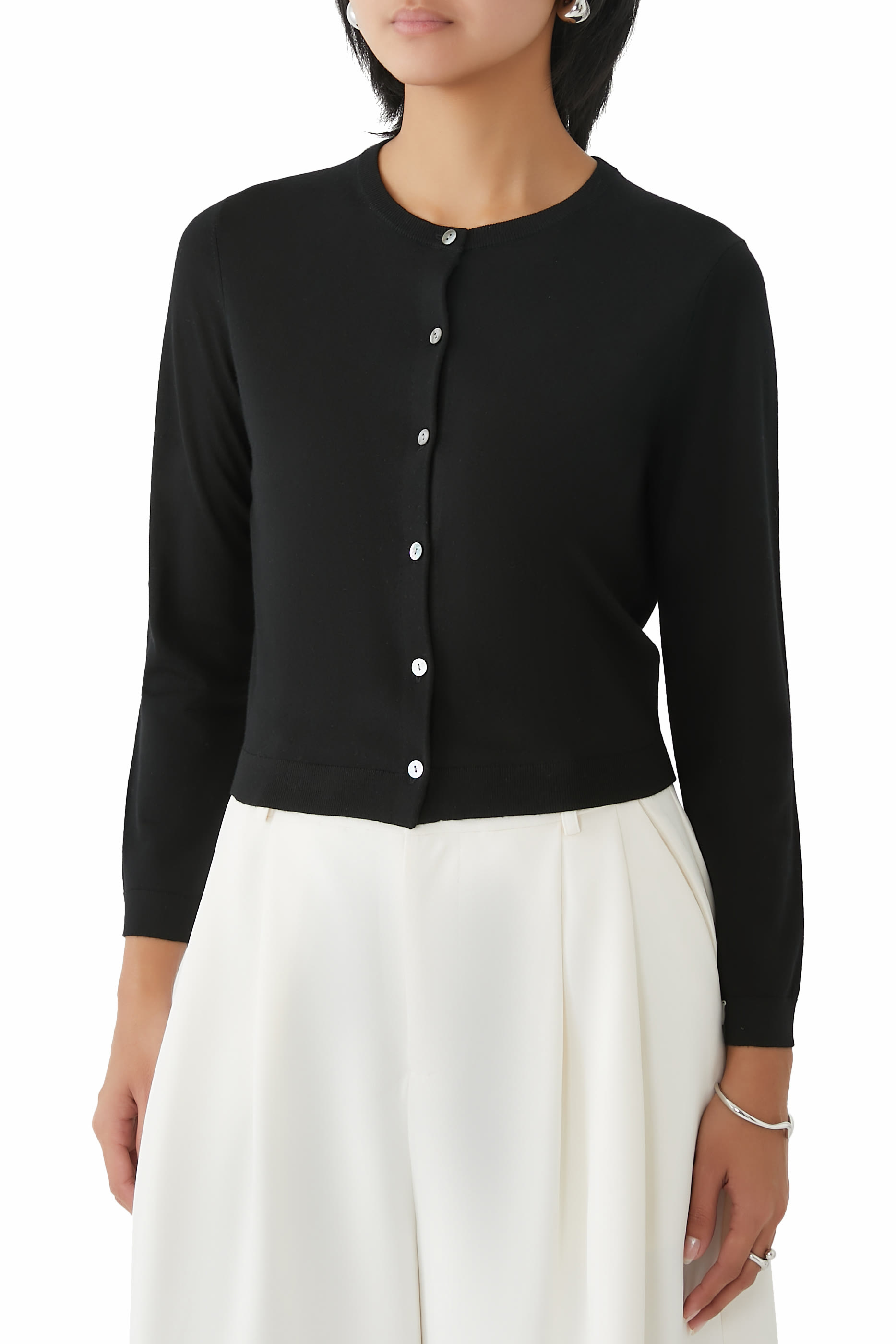 Cropped Cardigan in Merino Wool