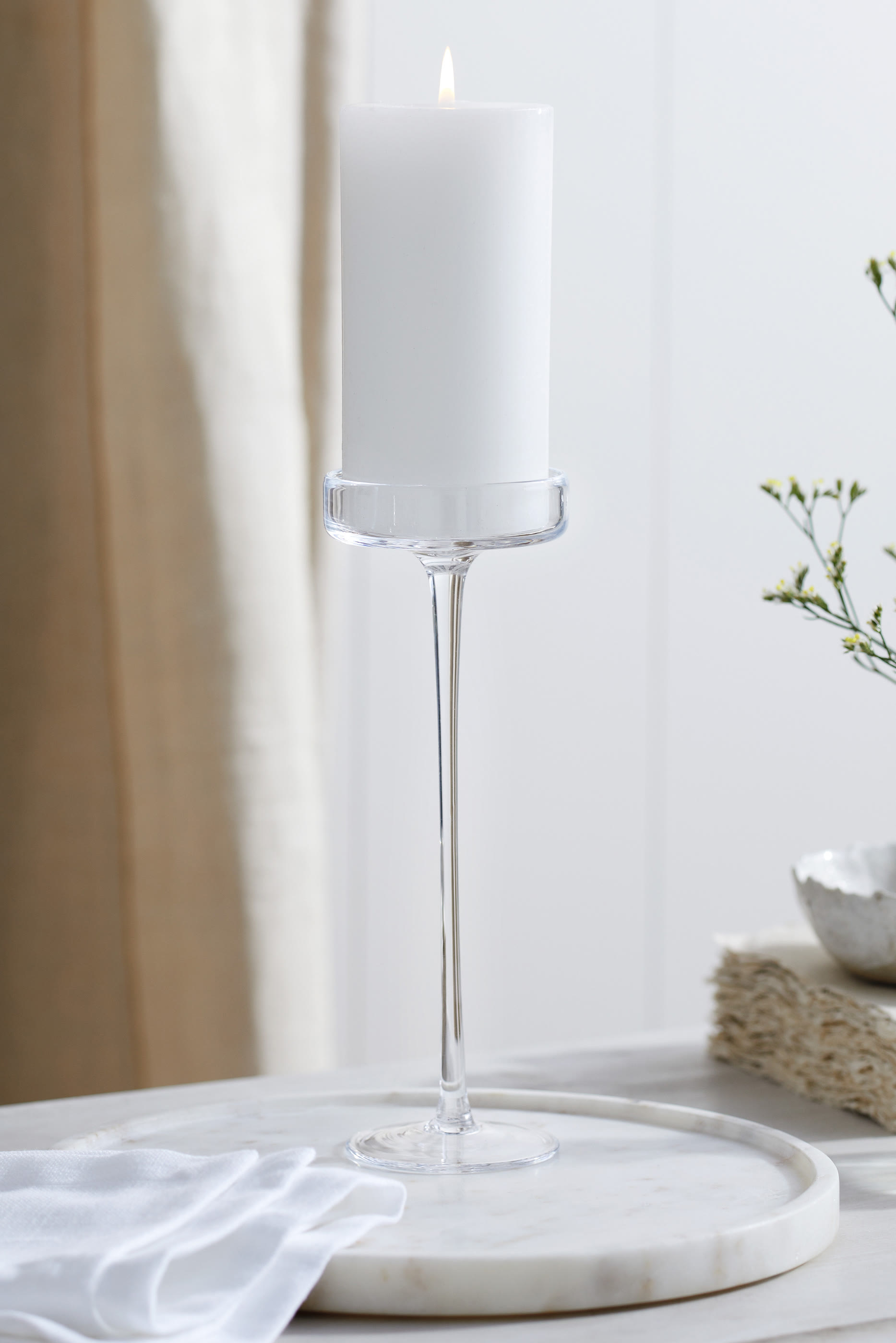 Large Glass Pillar Candle Holder