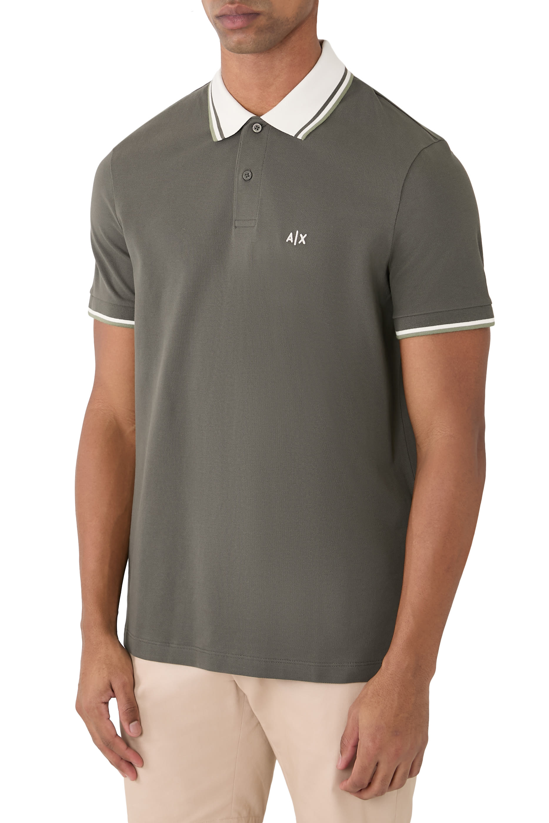 AX Logo Cotton Polo Shirt 
