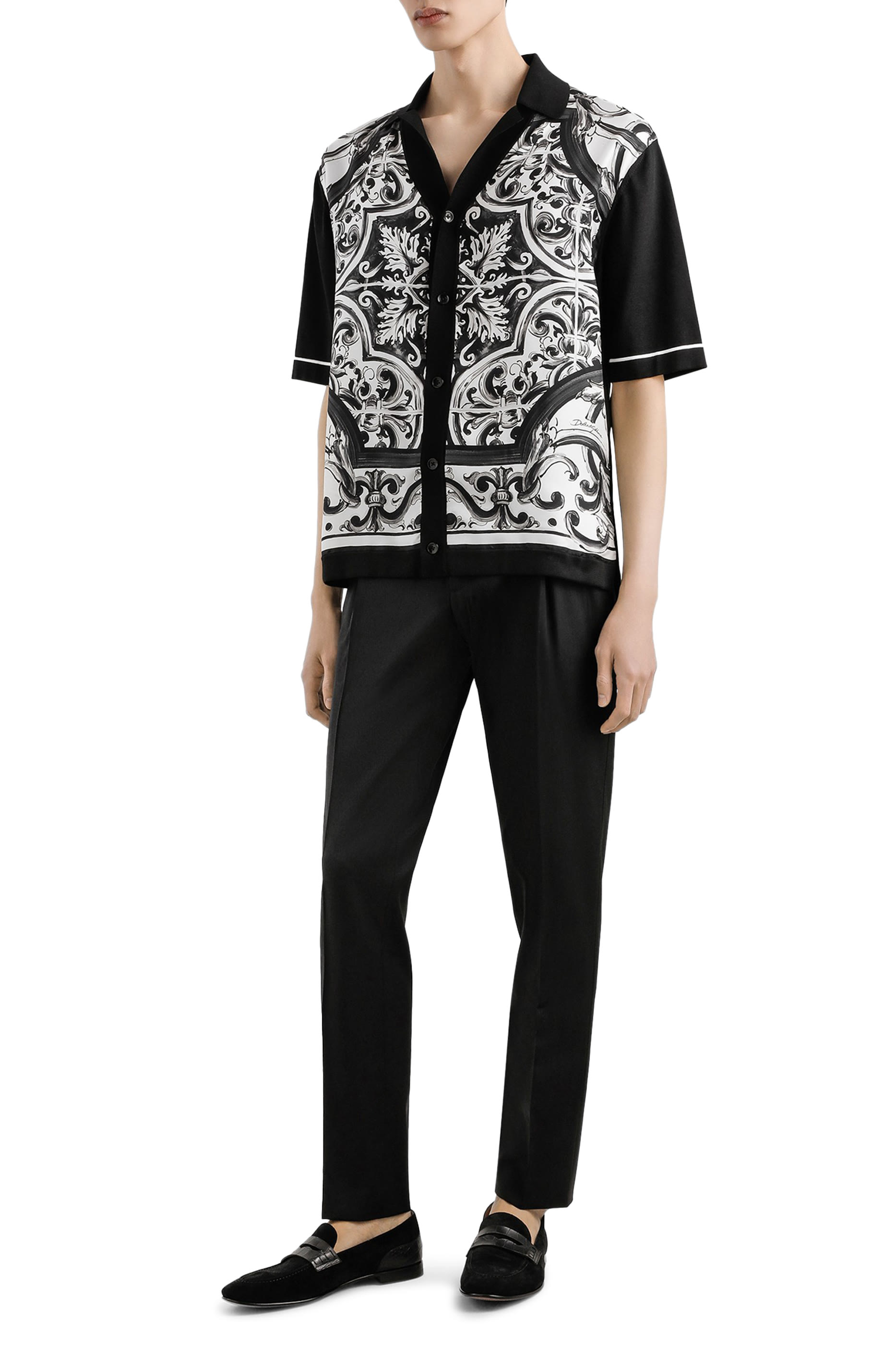 Majolica-Print Oversized Shirt