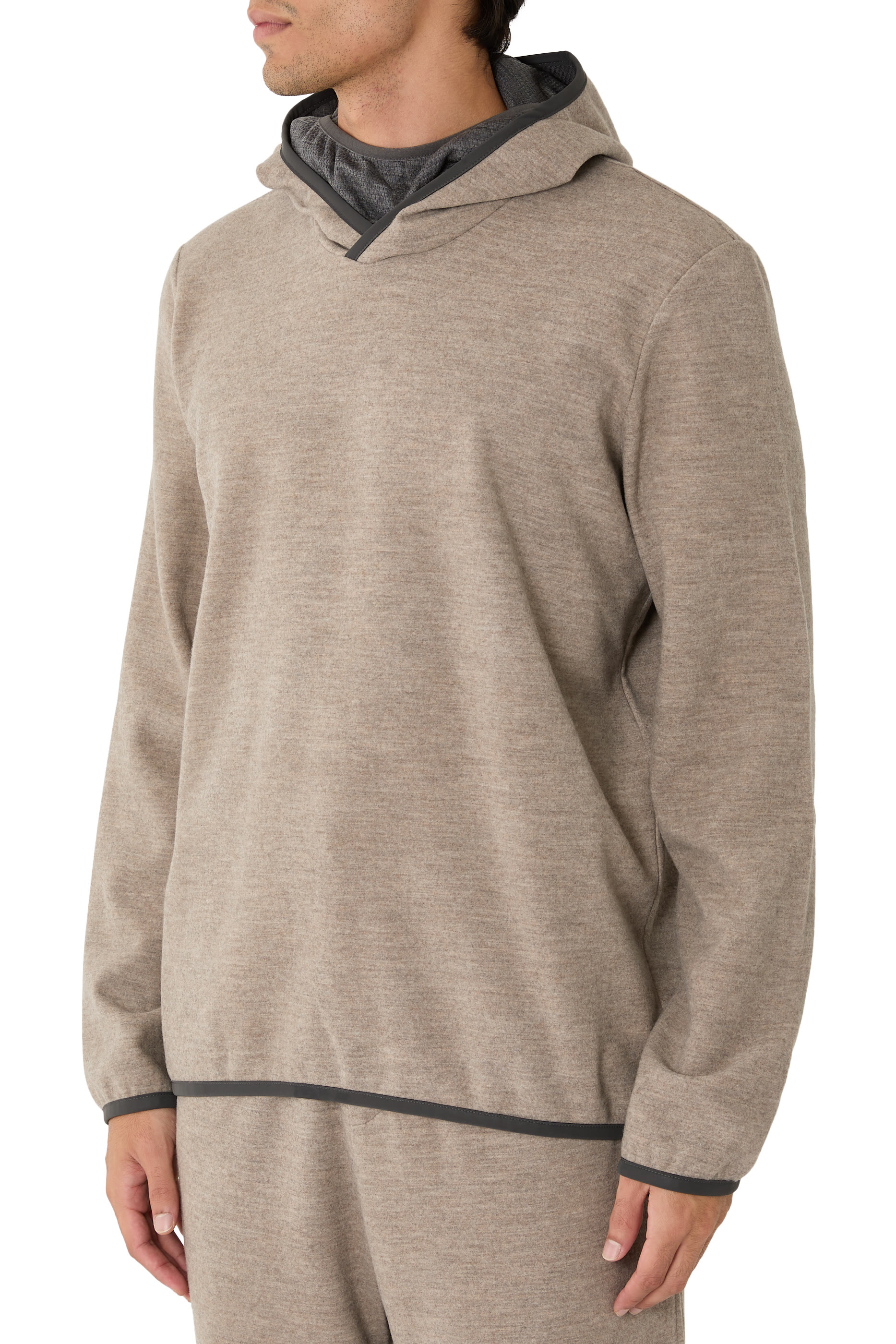 Virgin Wool and Nylon Jersey Hooded Sweatshirt