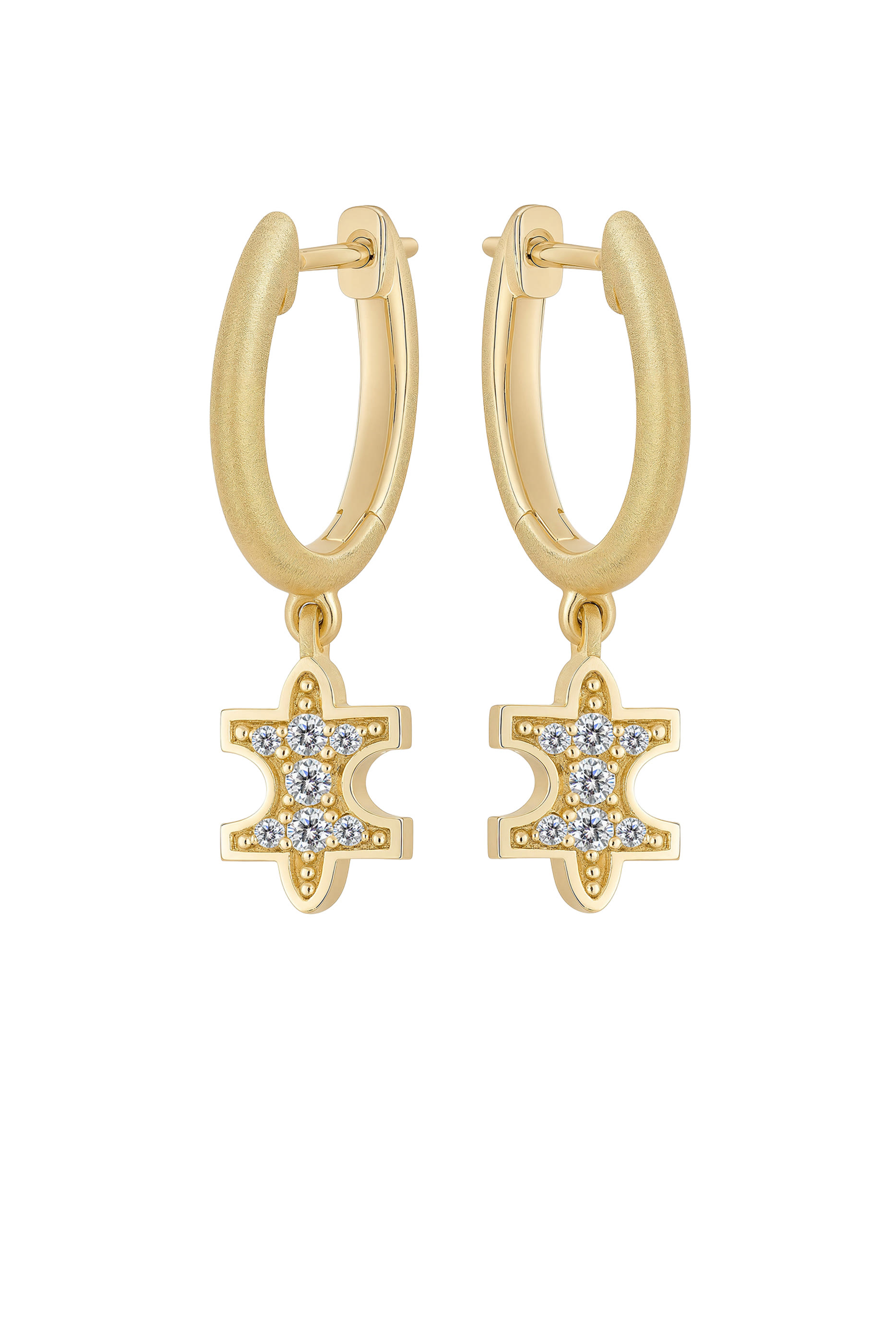 Full-Pav&eacute; Micro Hoops, 18K Yellow Gold & Diamonds