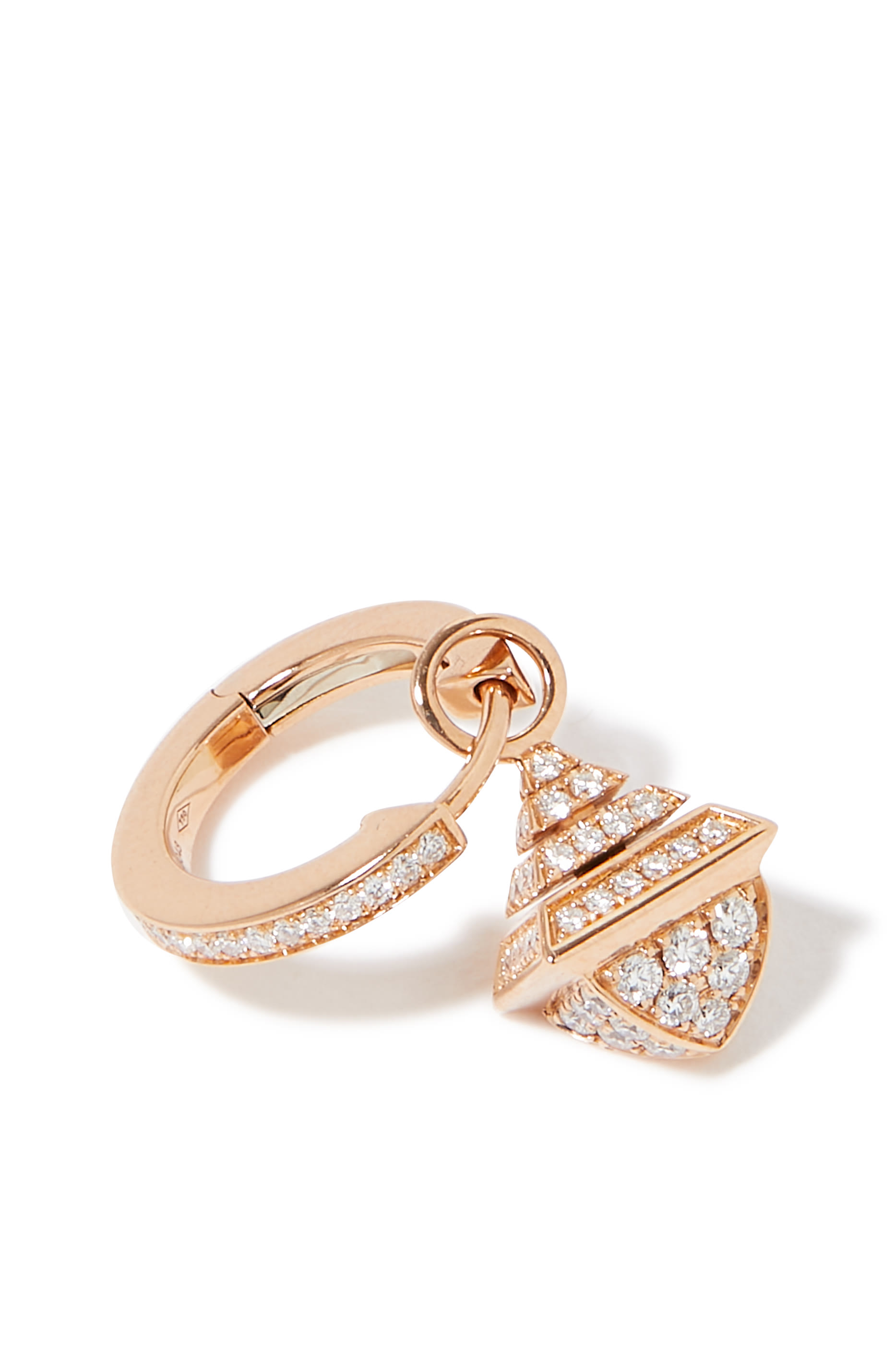 Cleo Mini Rev Earrings, 18k Pink Gold & Diamonds