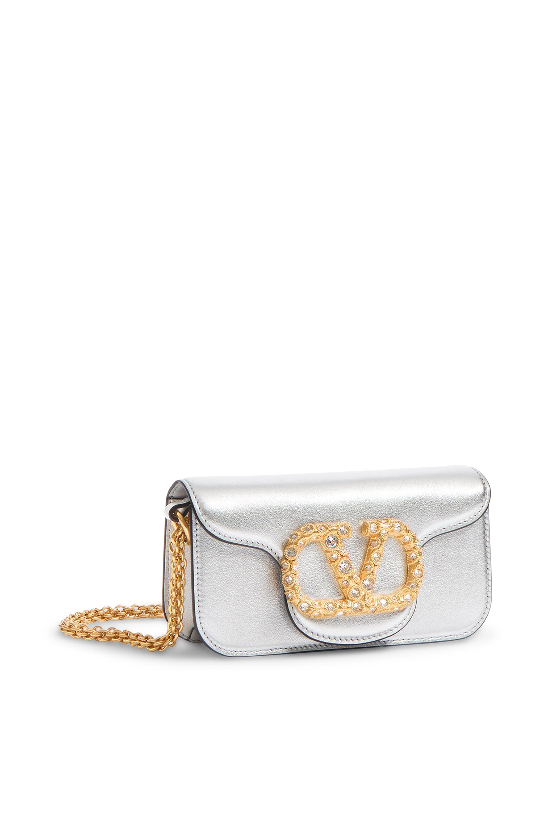 Loc&ograve; Laminated Calfskin Small Shoulder Bag with Jewel Logo