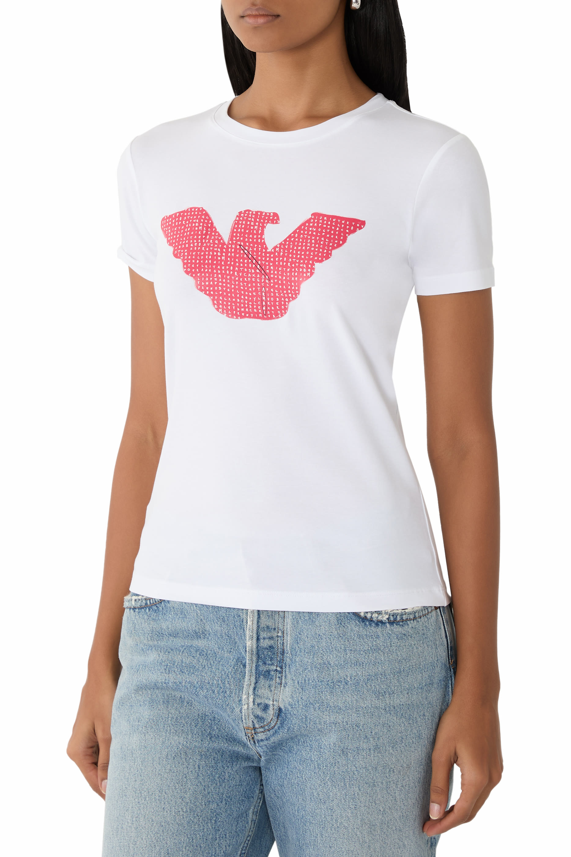 ASV Stretch-Jersey Slim-Fit T-Shirt with Oversized Eagle Pattern