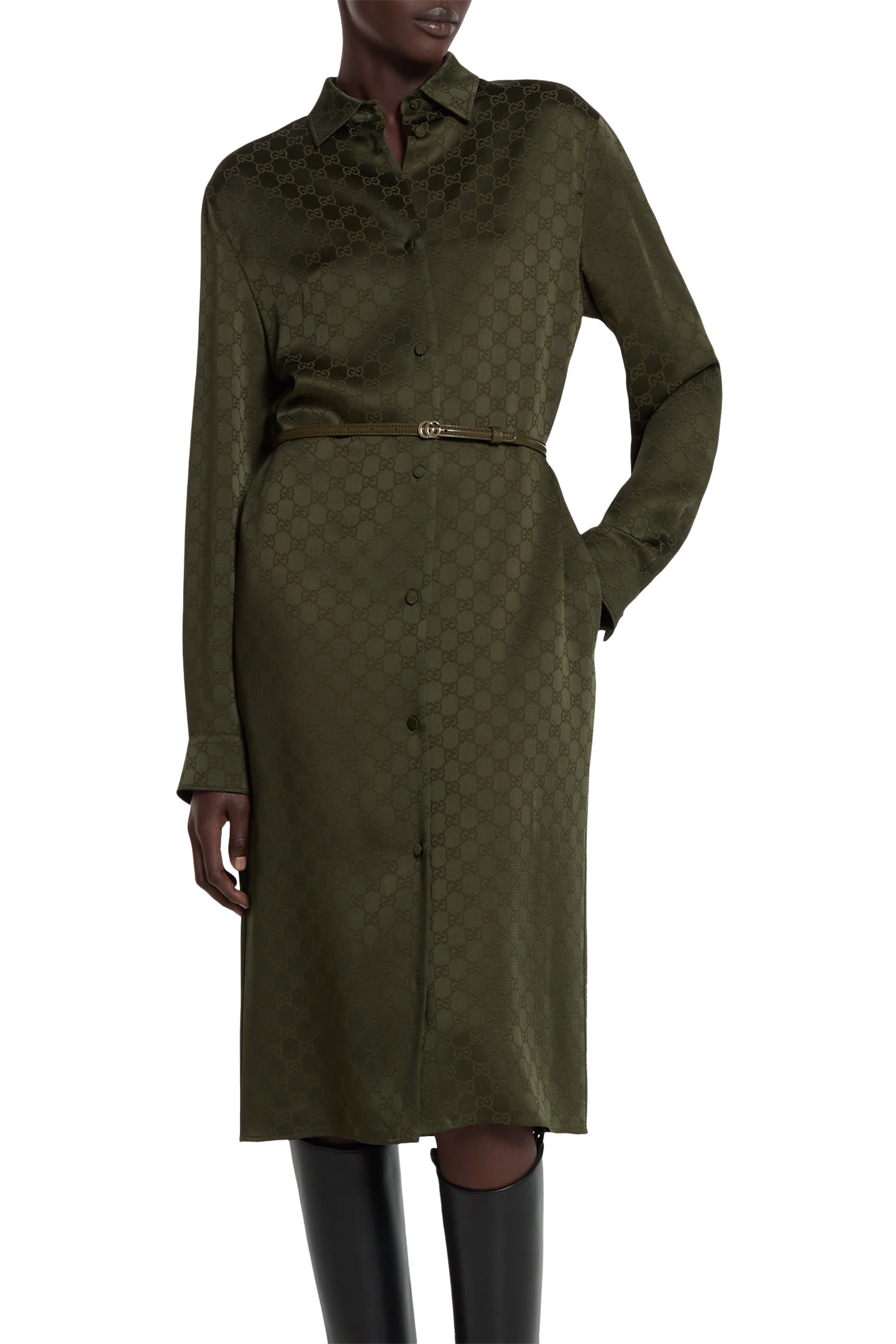 GG Satin Shirt Dress