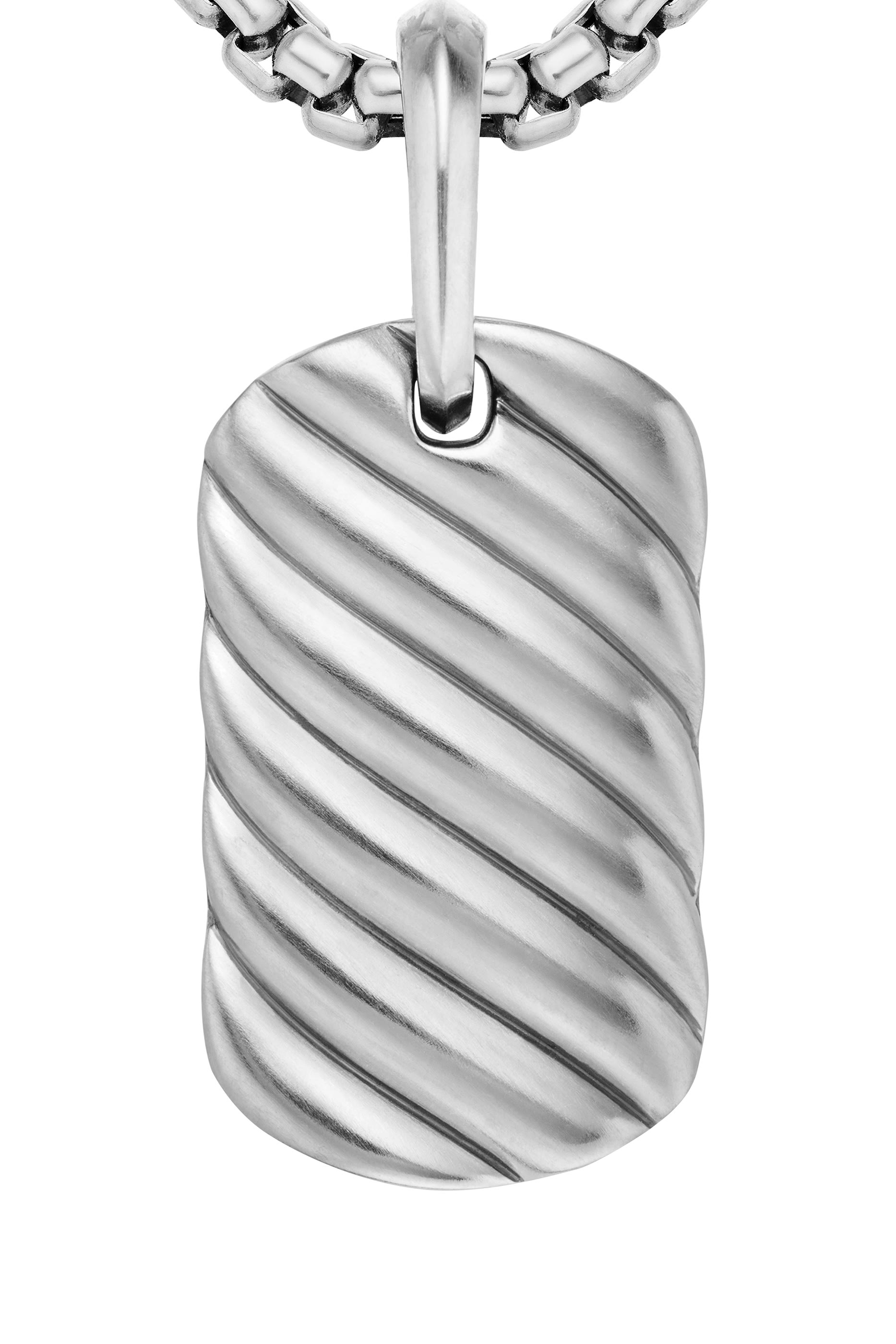 Sculpted Cable Tag, Sterling Silver