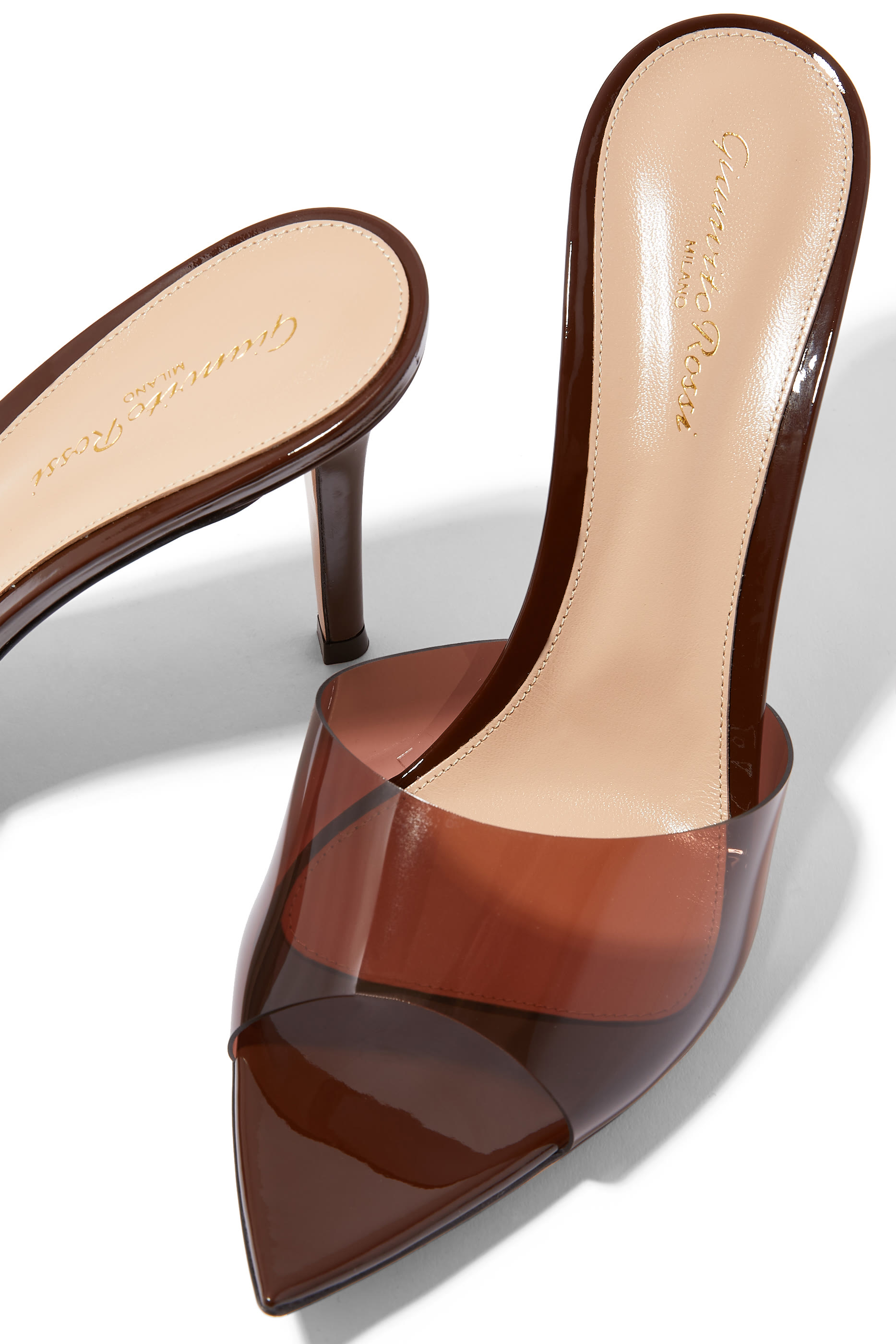 Elle 85 Plexi & Patent Leather Mules