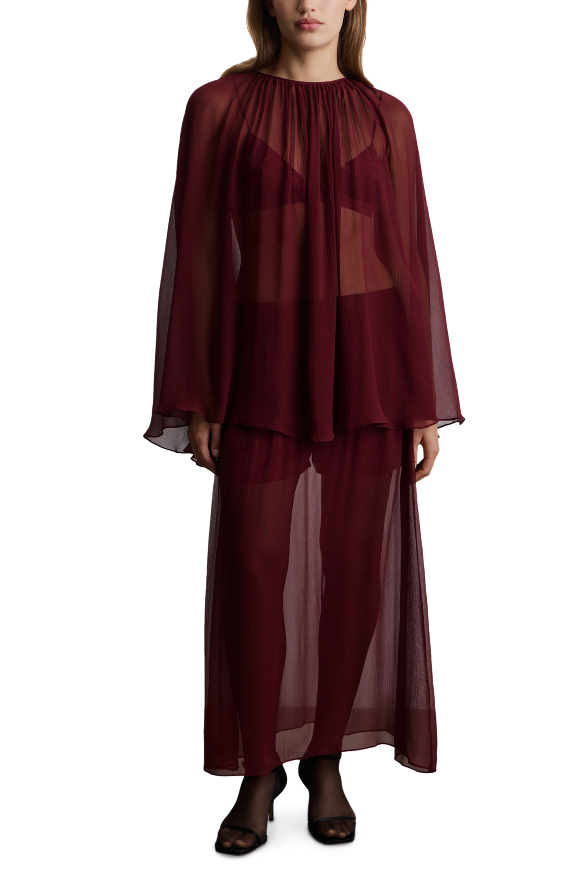 Chiffon-Silk Cape and Bra Set