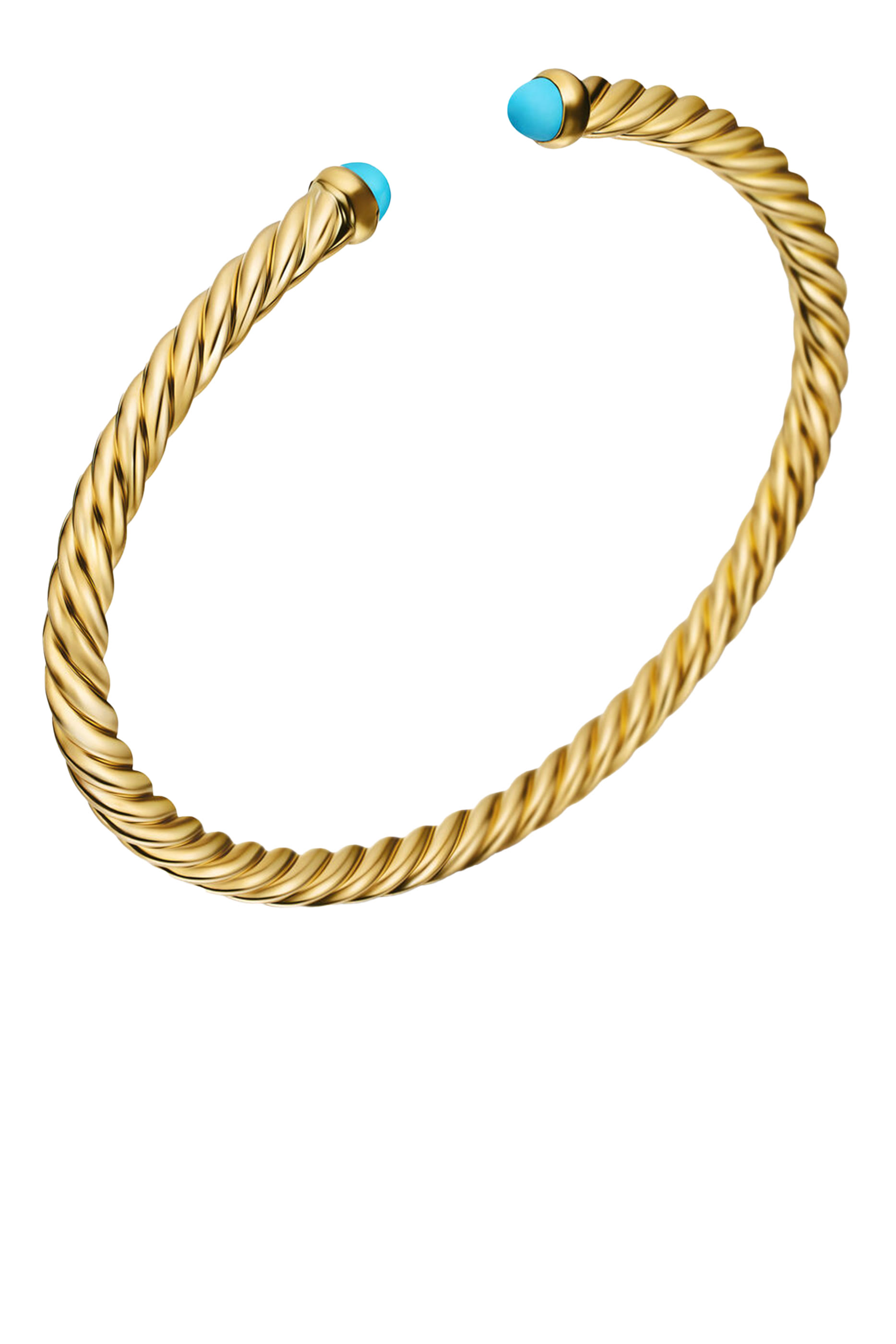 18K Yellow Gold & Turquoise Cable Flex Bracelet 