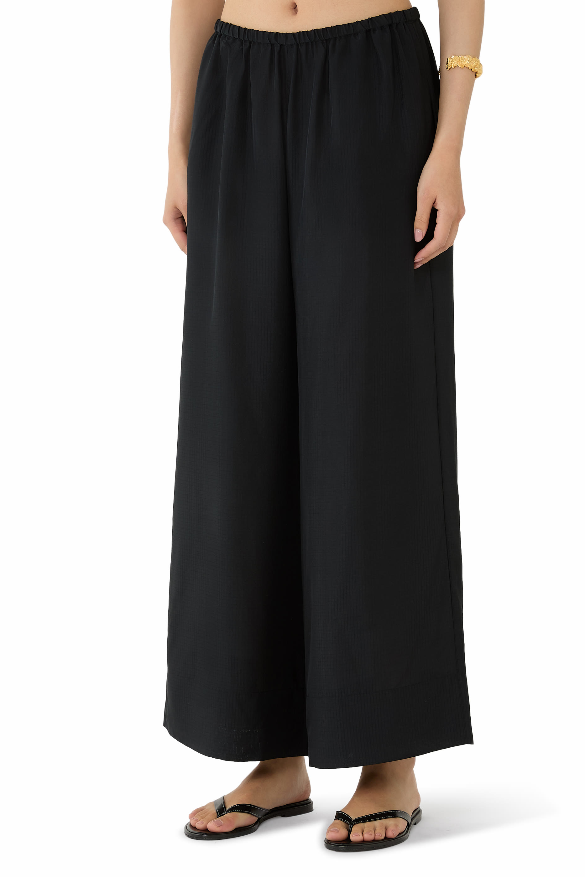 Silk Grid Relaxed Pants 