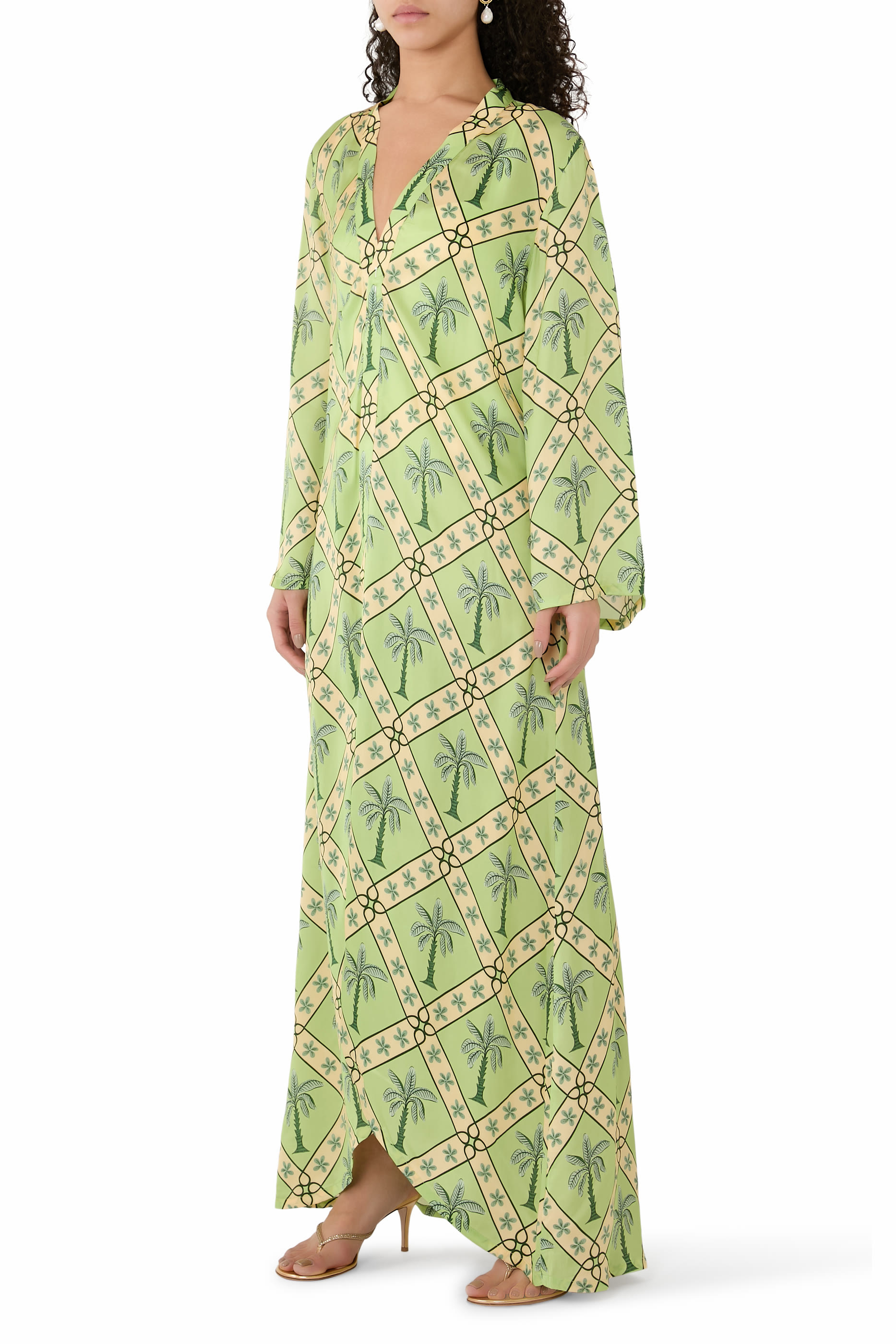  Silk Kimono Maxi Kaftan Dress