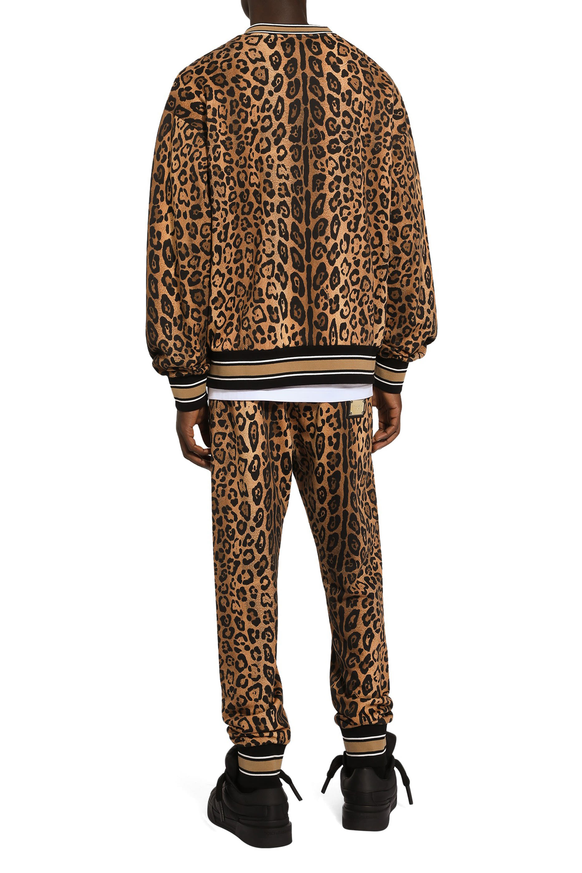  Round-Neck Sweatshirt with Leopard-Print Crespo and Tag