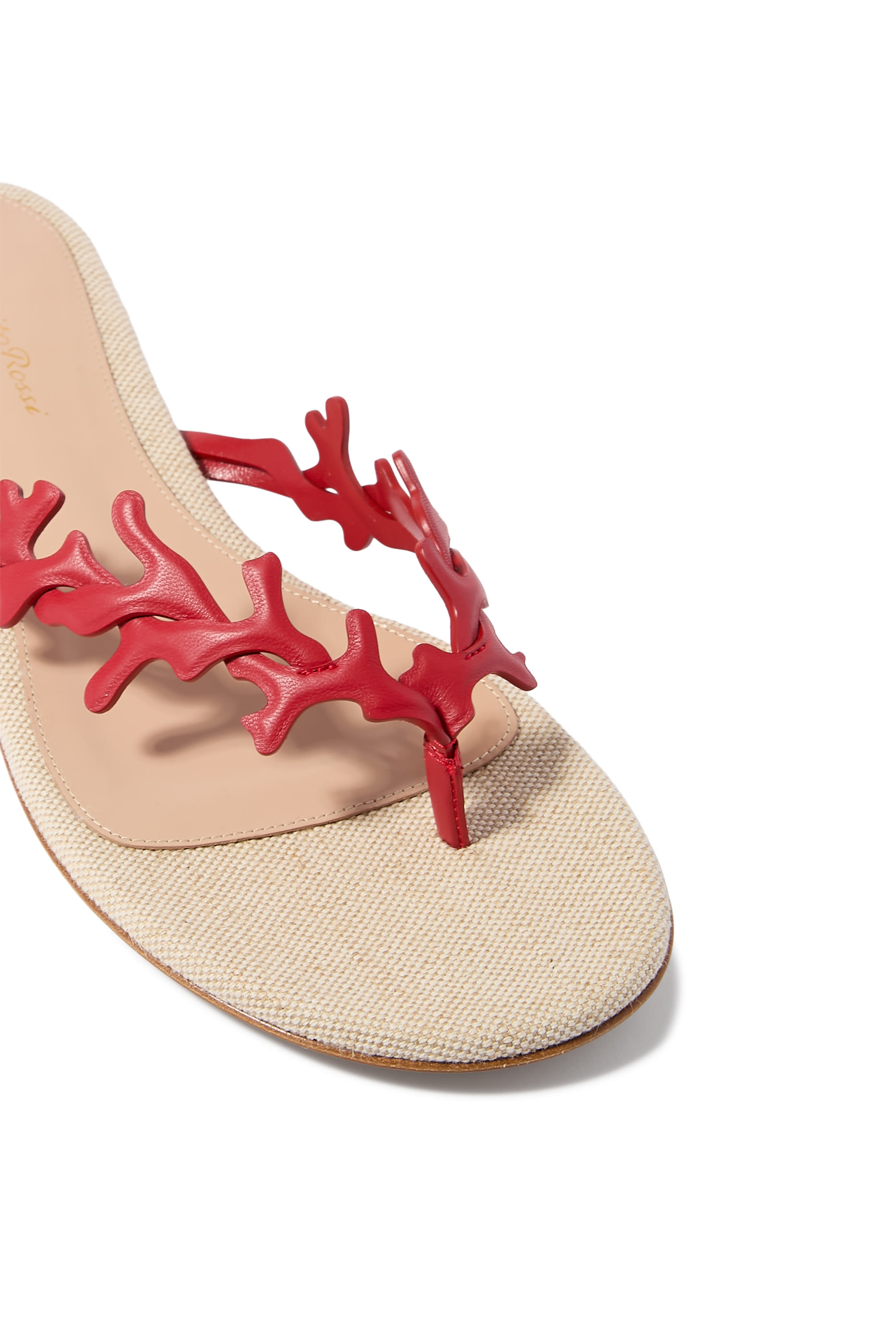 Ocean Leather Flat Slide Sandals