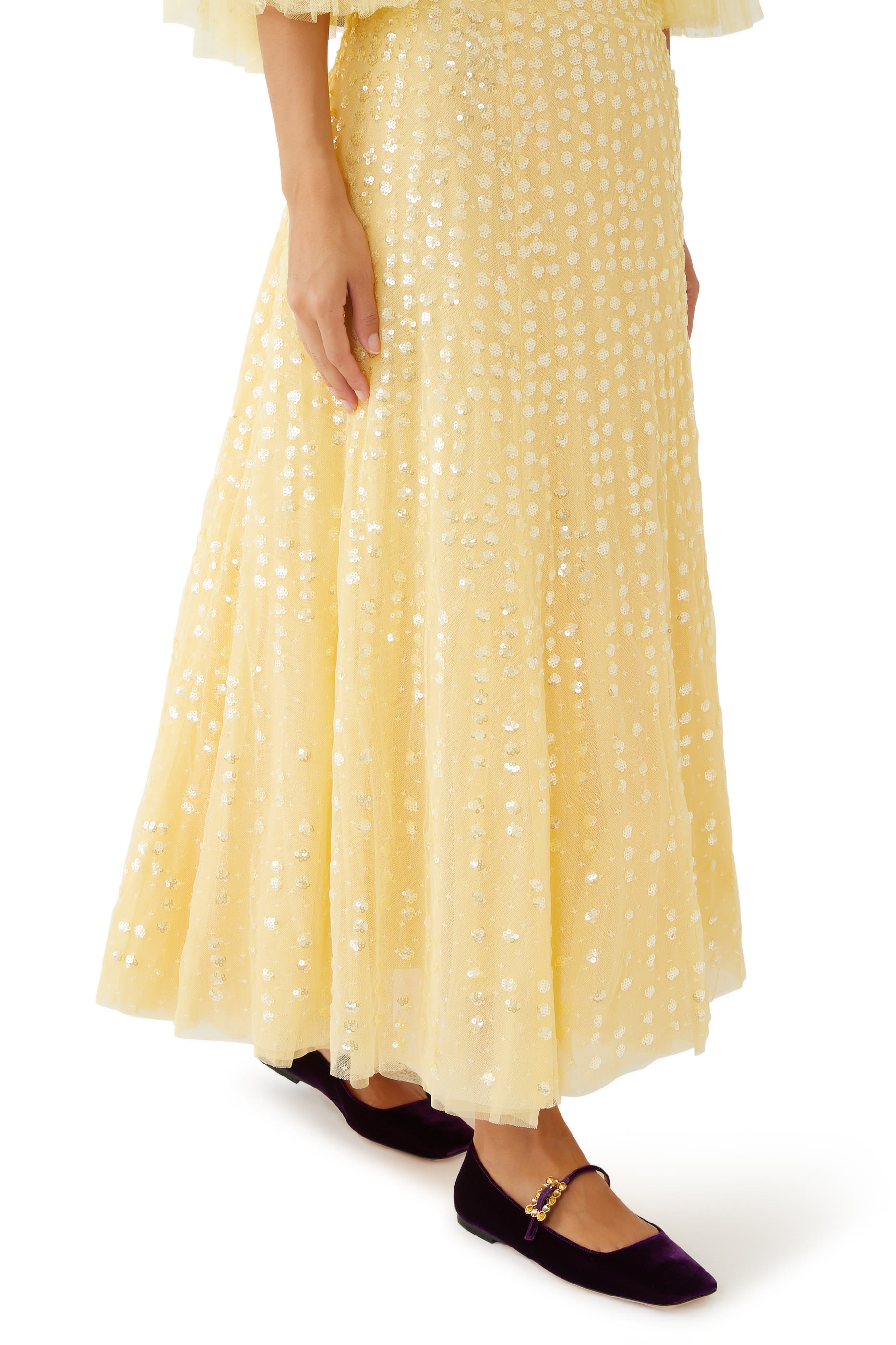 Gold Buckle Velvet Strap Ballerina