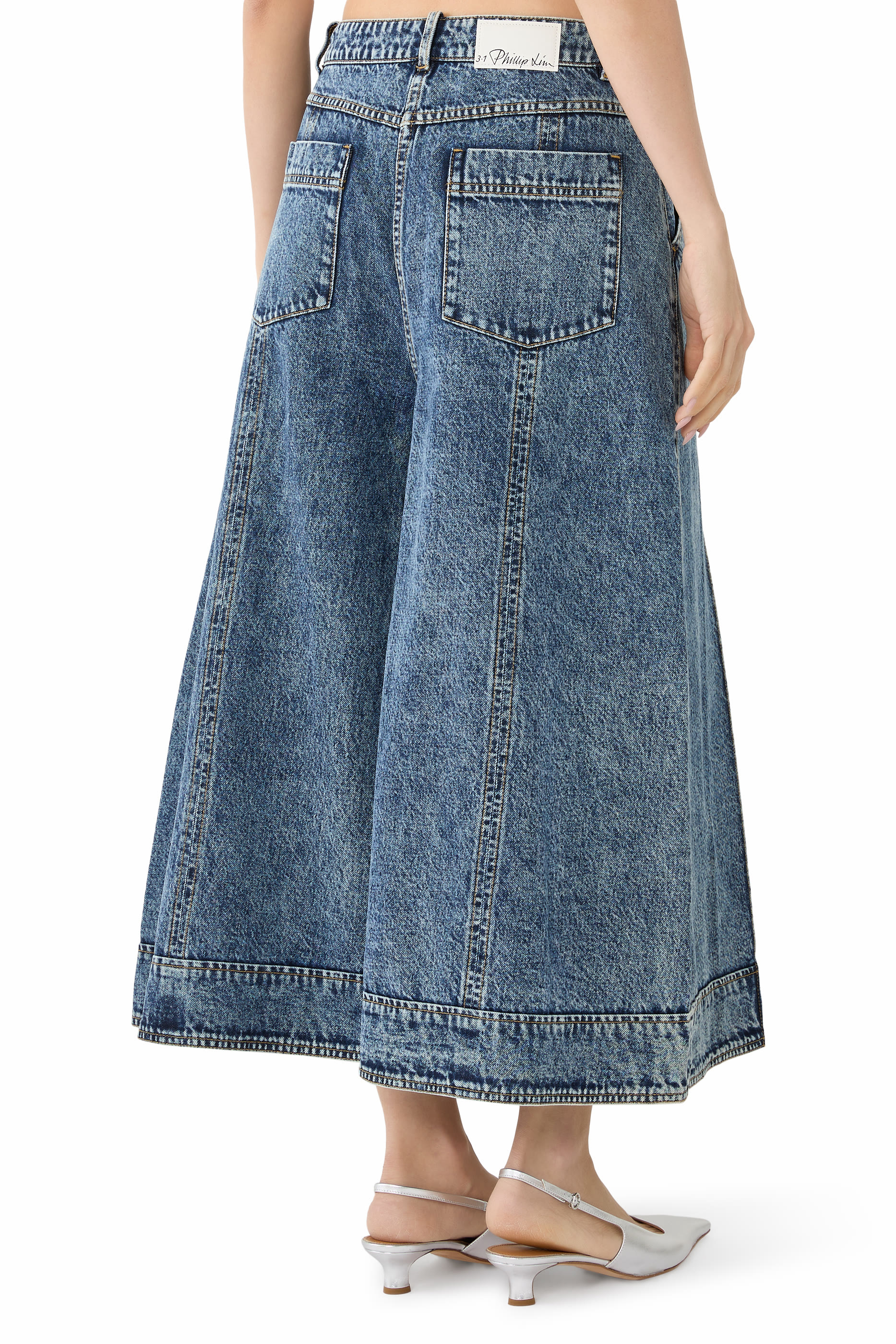 Pleated Denim Culottes 