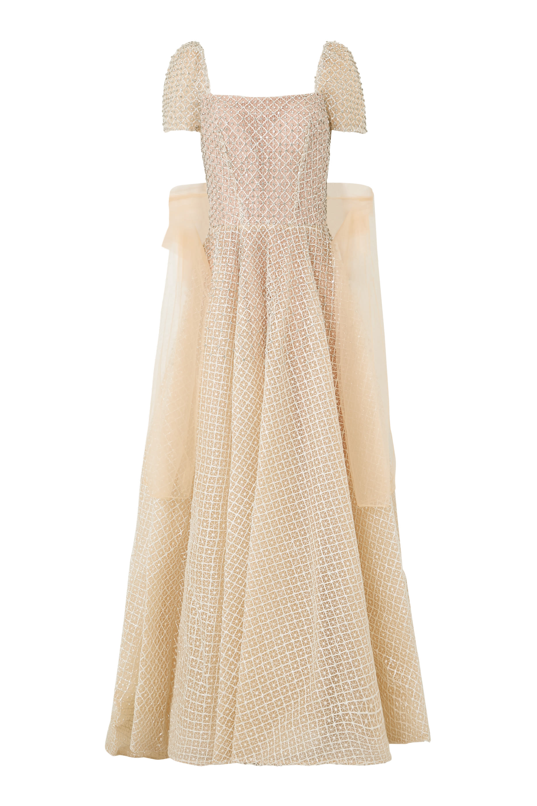 Pleated Short Sleeves Gown