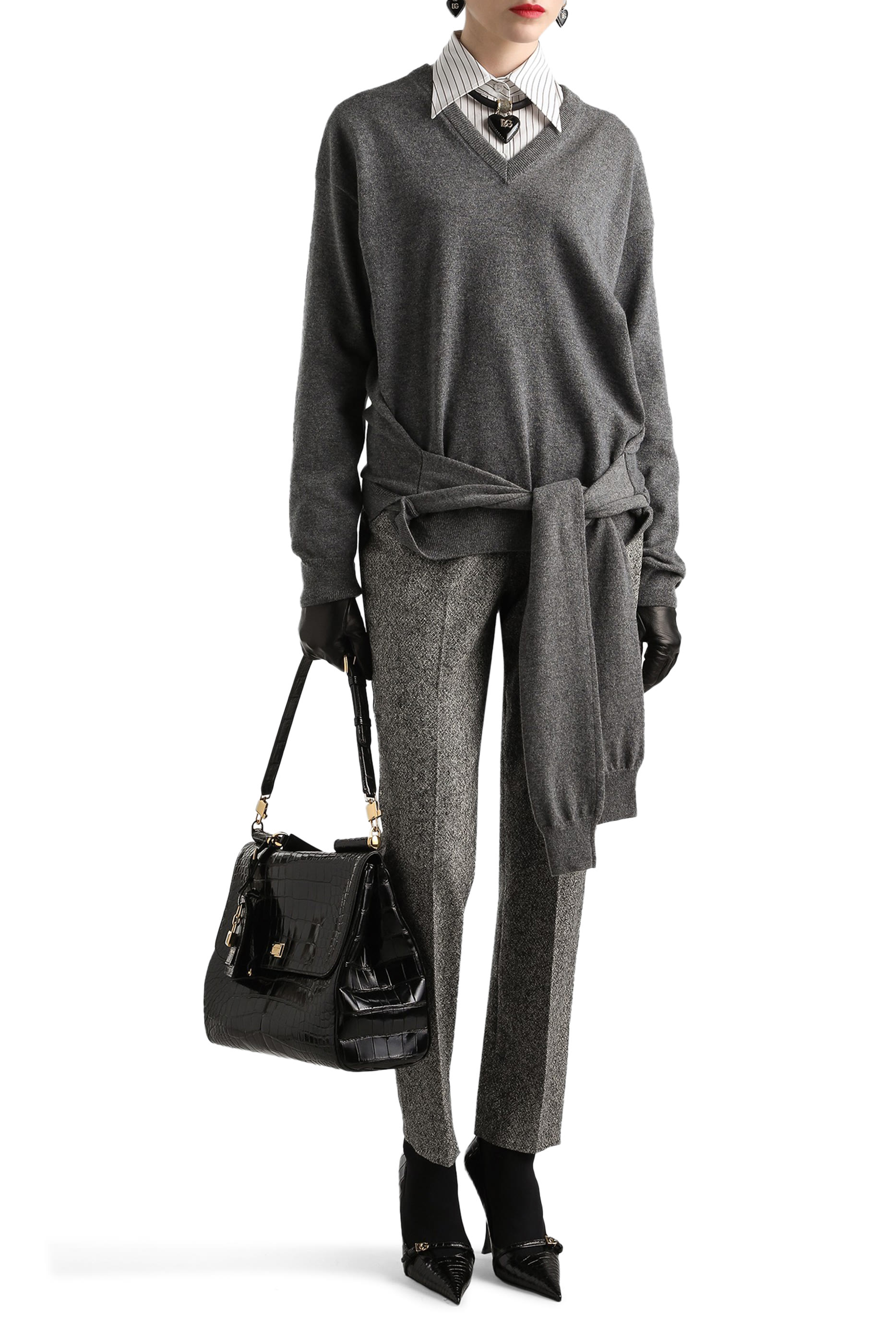 Dotted Print Wool Trousers