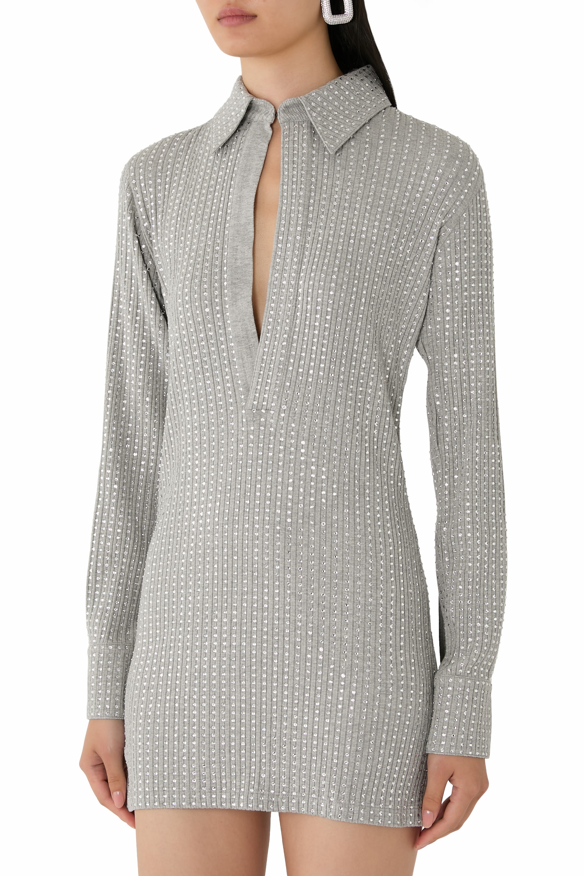  Crystal Embellished Mini Dress