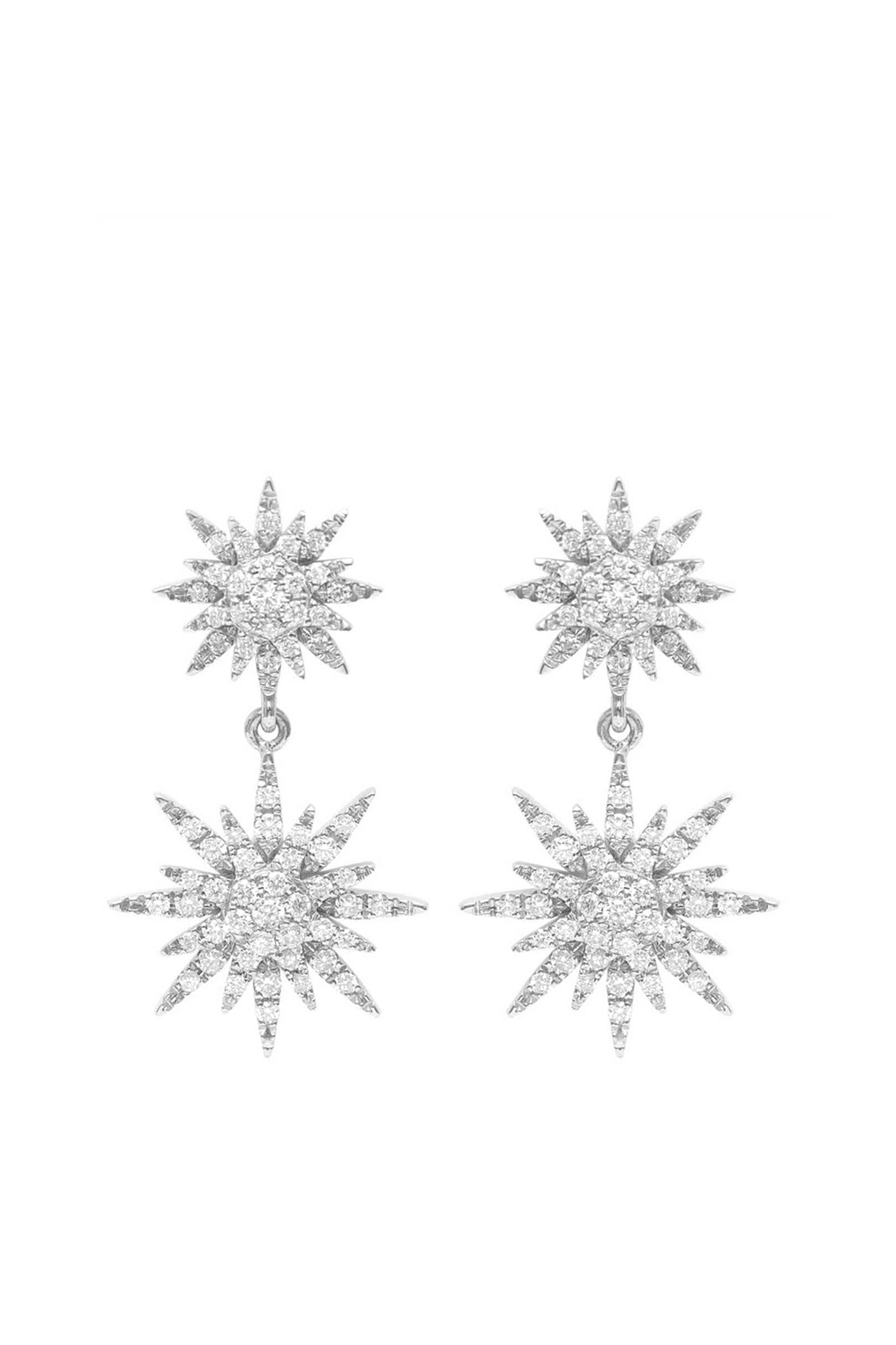 Soleil Earrings, 18K White Gold & Diamonds