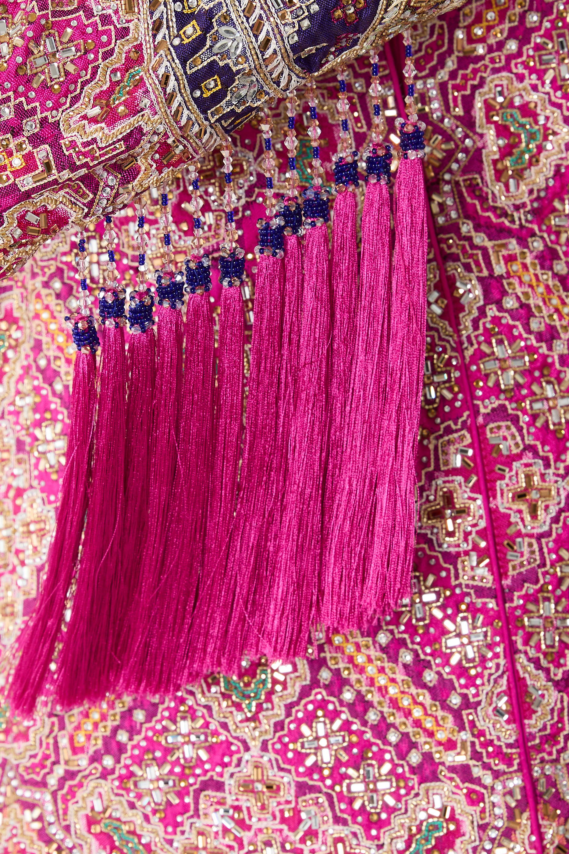  Fuchsia Patola Jacket & Skirt Set