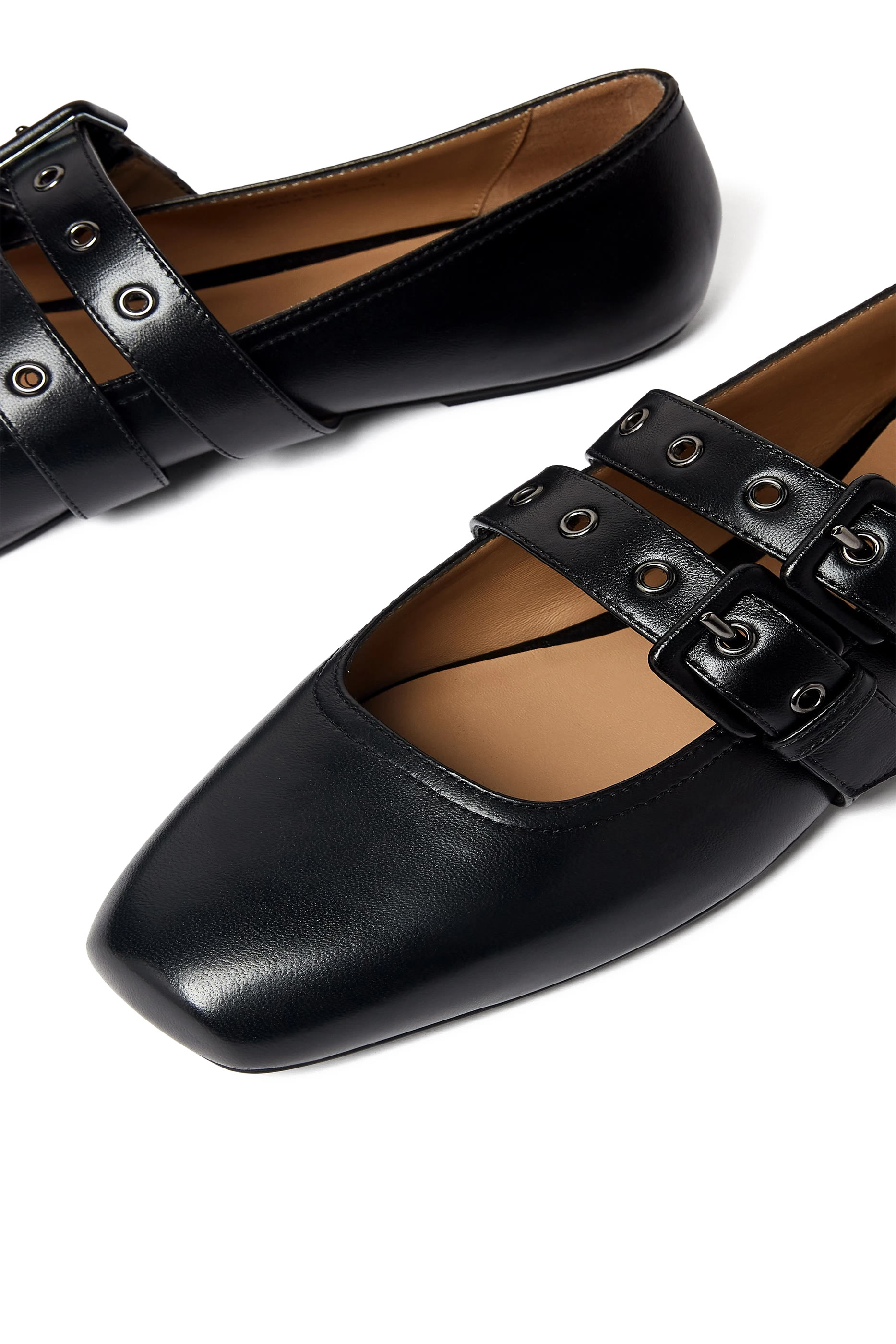 Double Strap Square-Toed Ballerinas