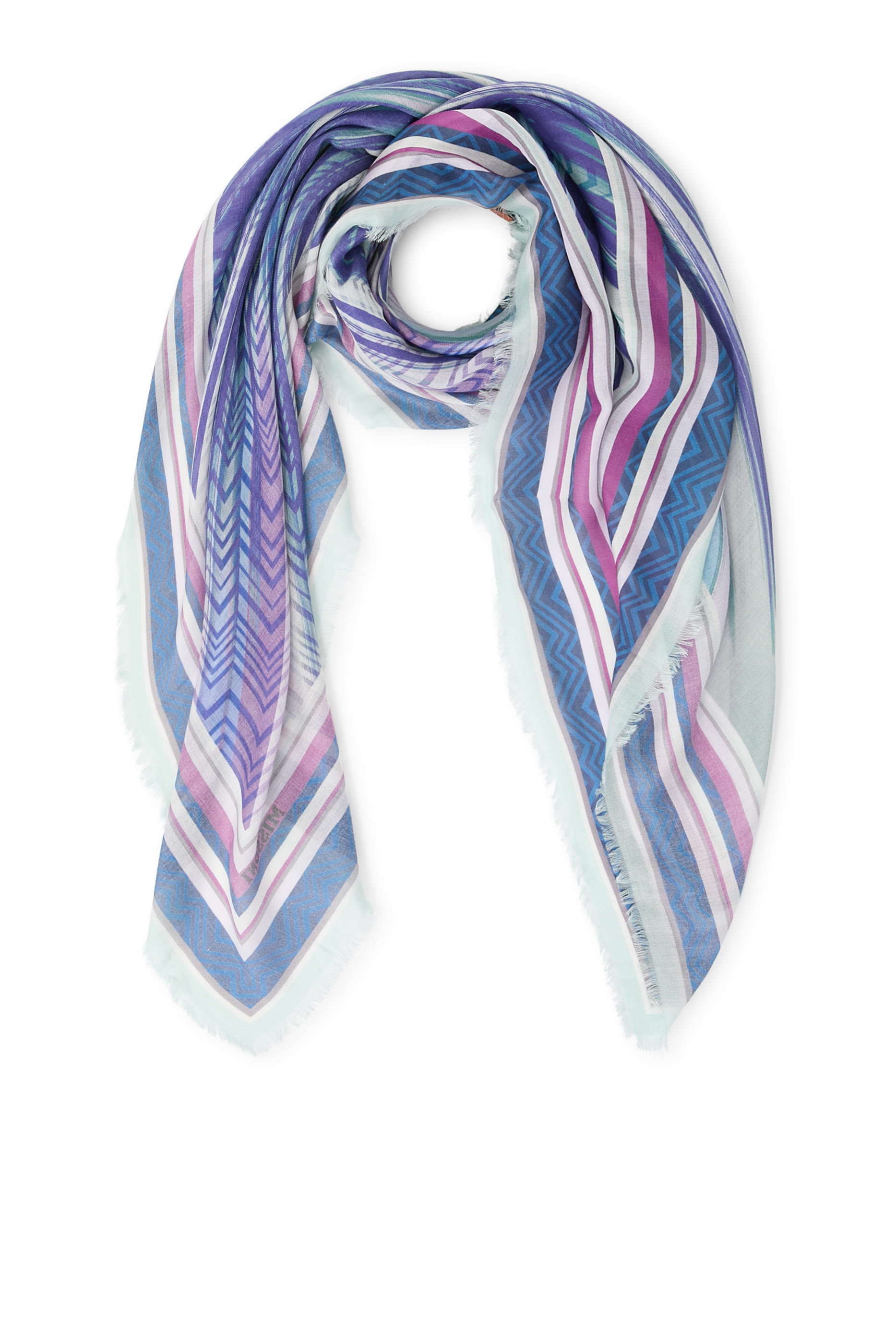  Stripe Zig Zag Silk Scarf 