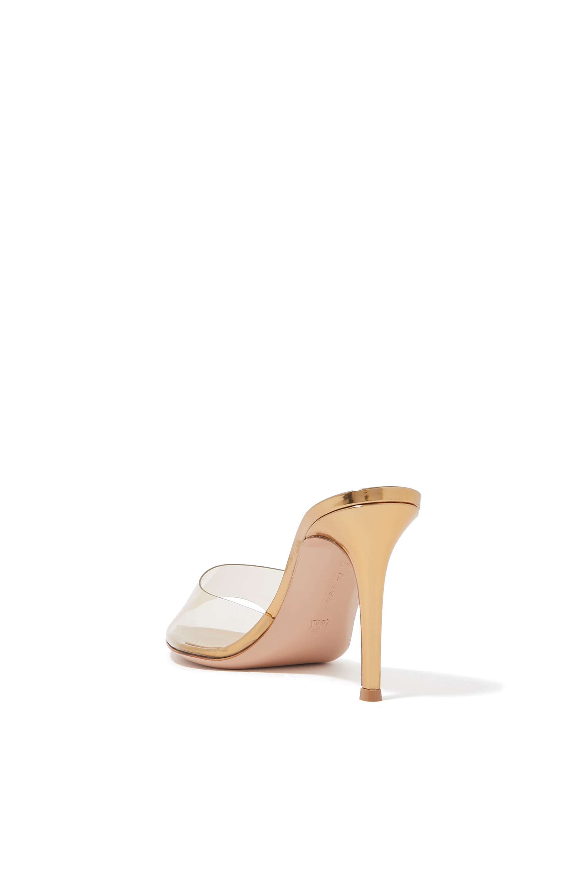 Elle 85 Plexi & Metallic Leather Mules