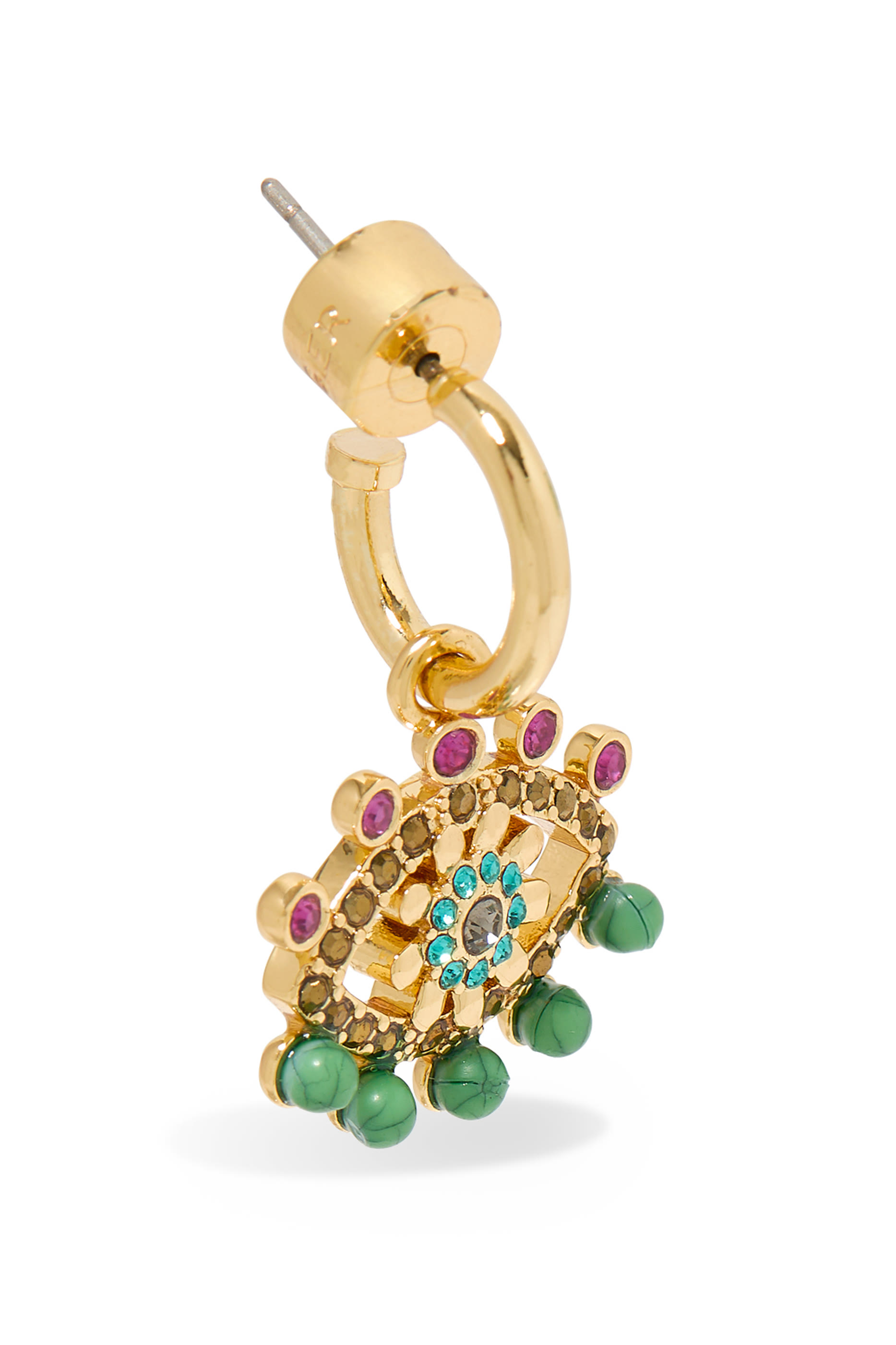 Mixed Gem Eye Huggies, Brass & Crystals