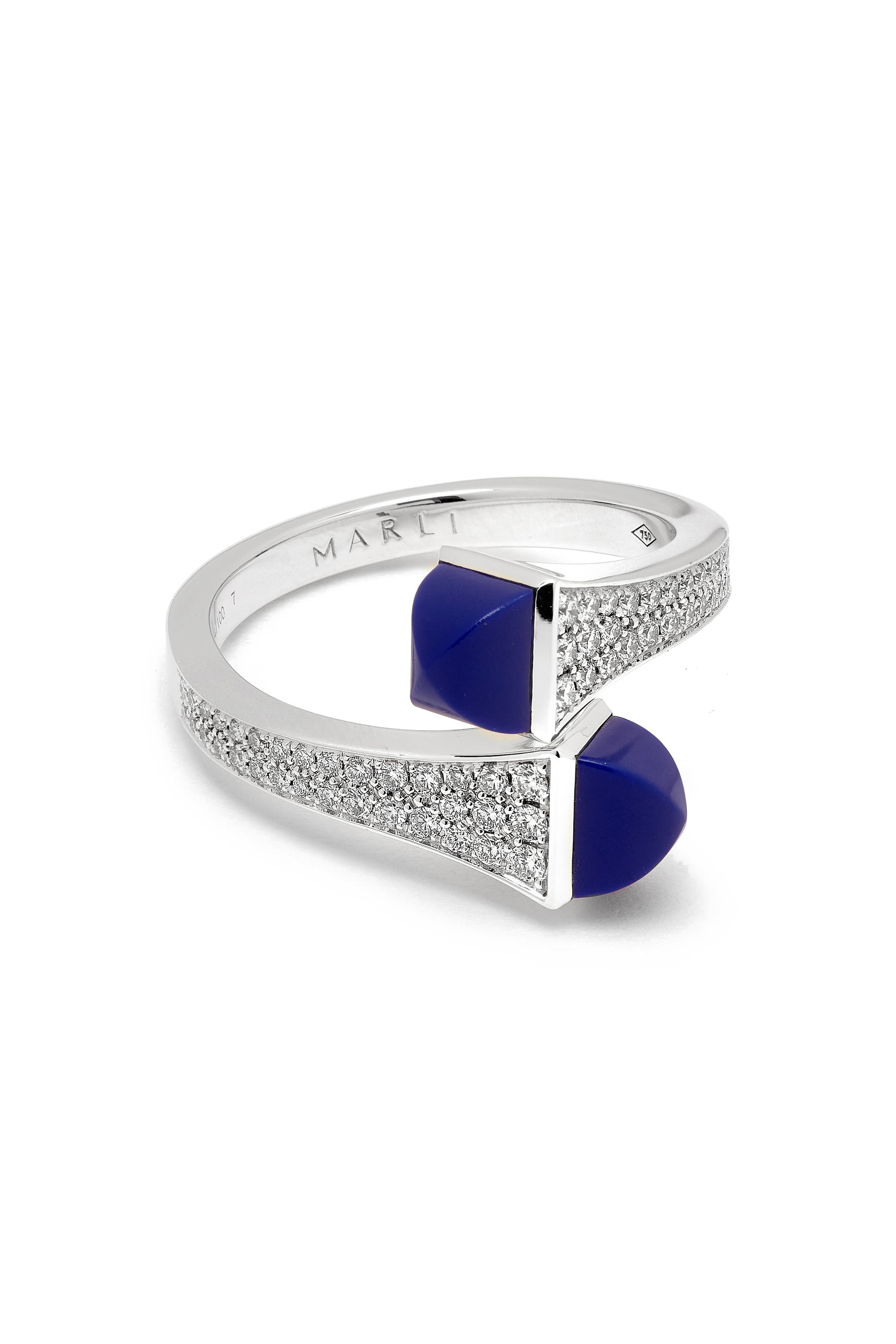 Cleo Midi Ring, 18k White Gold, Lapiz Lazuli & Diamonds