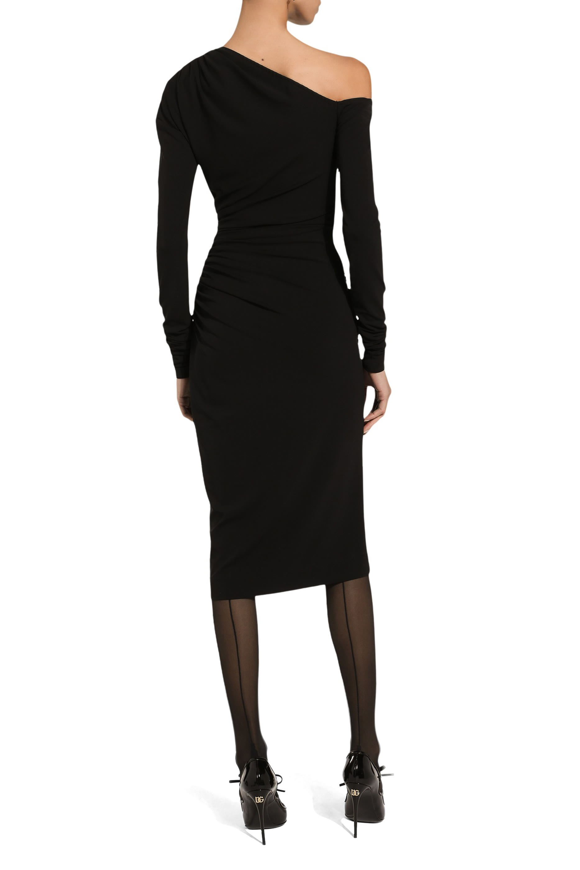  One-Shoulder Calf-Length Dress