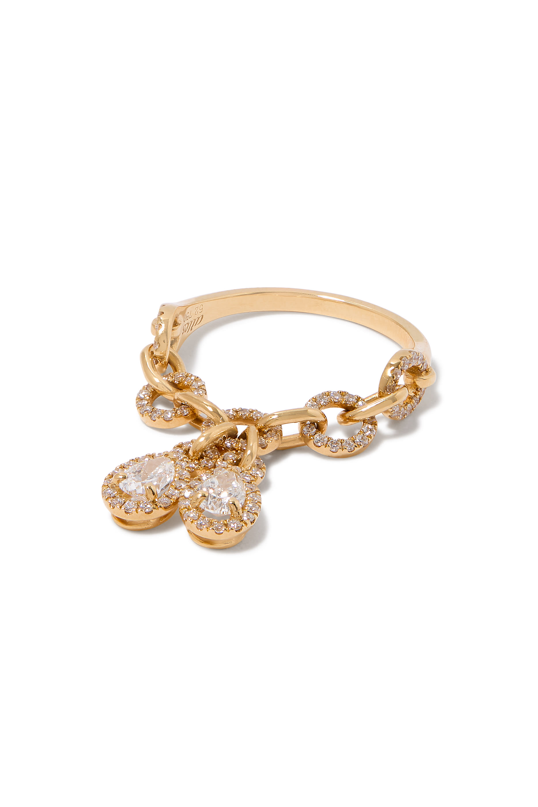 Double-Chain Ring, 18k Yellow Gold & Diamonds