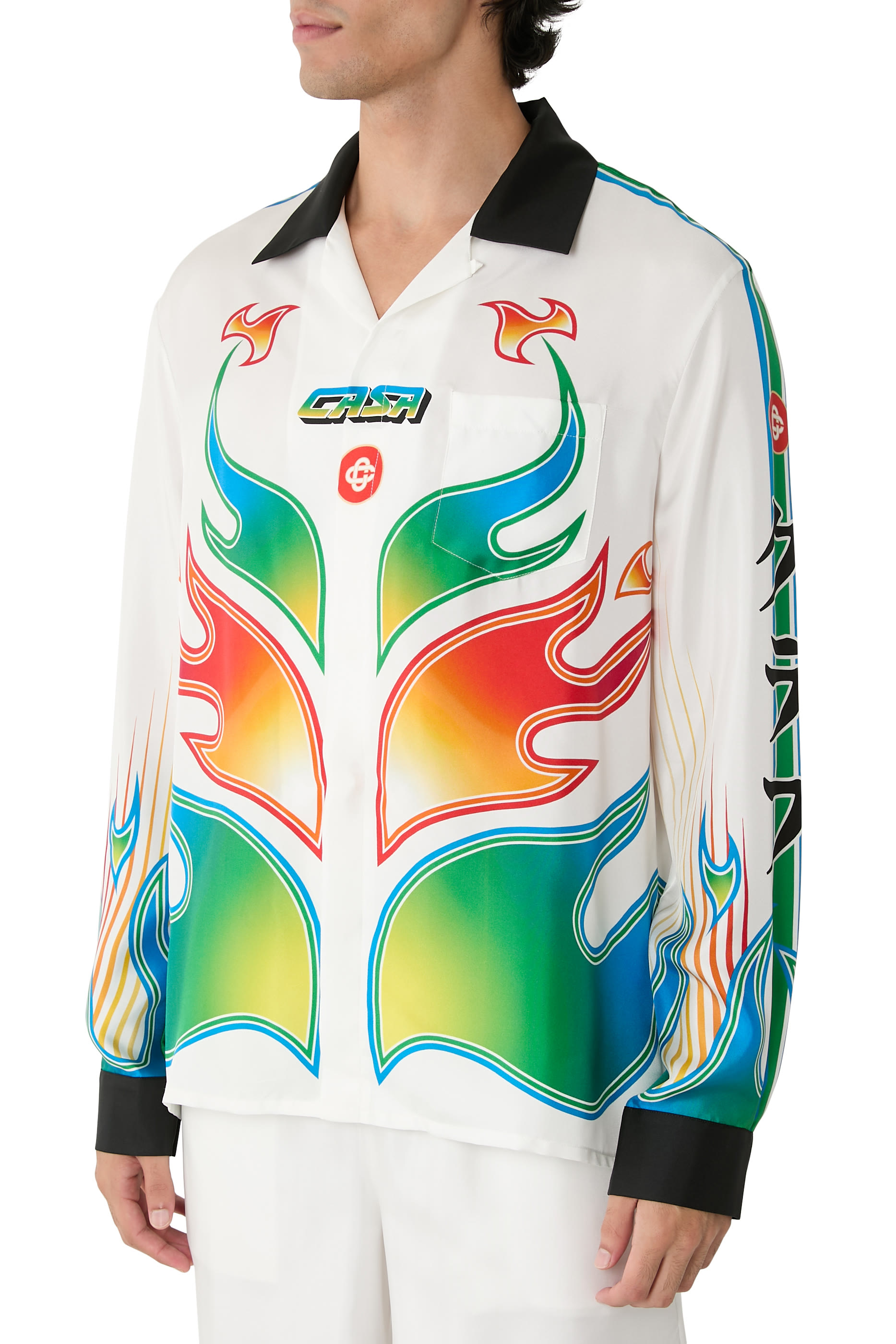 Flame Laurel Long-Sleeve Silk Shirt