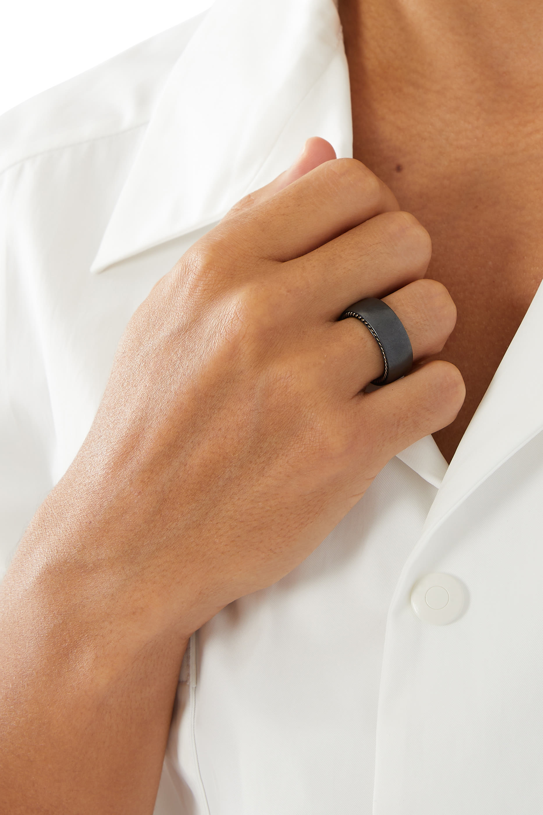 Streamline Band, Black Titanium with Sterling Silver