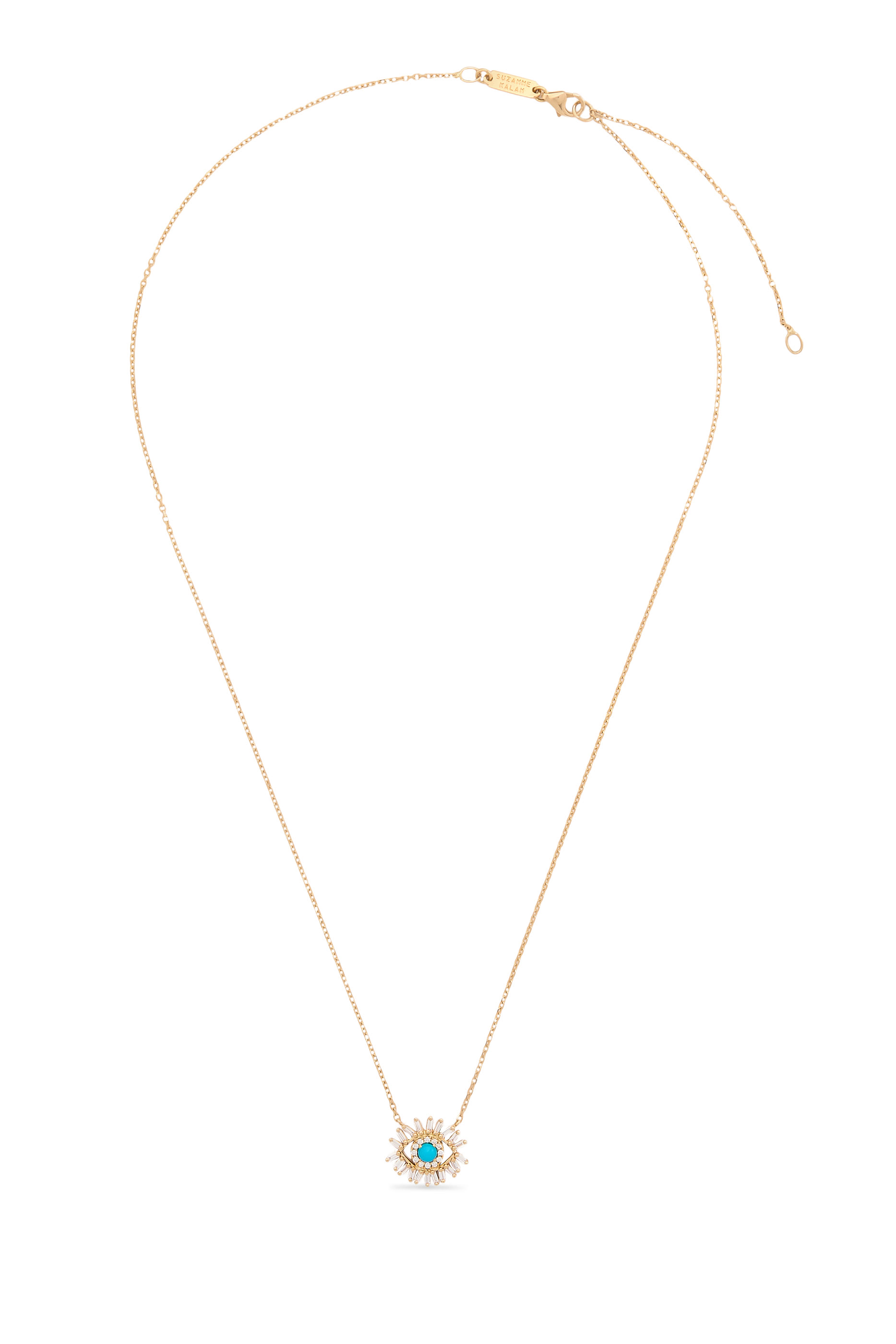 Evil Eye Mini Pendant, 18k Yellow Gold & Turquoise Stone, Diamonds