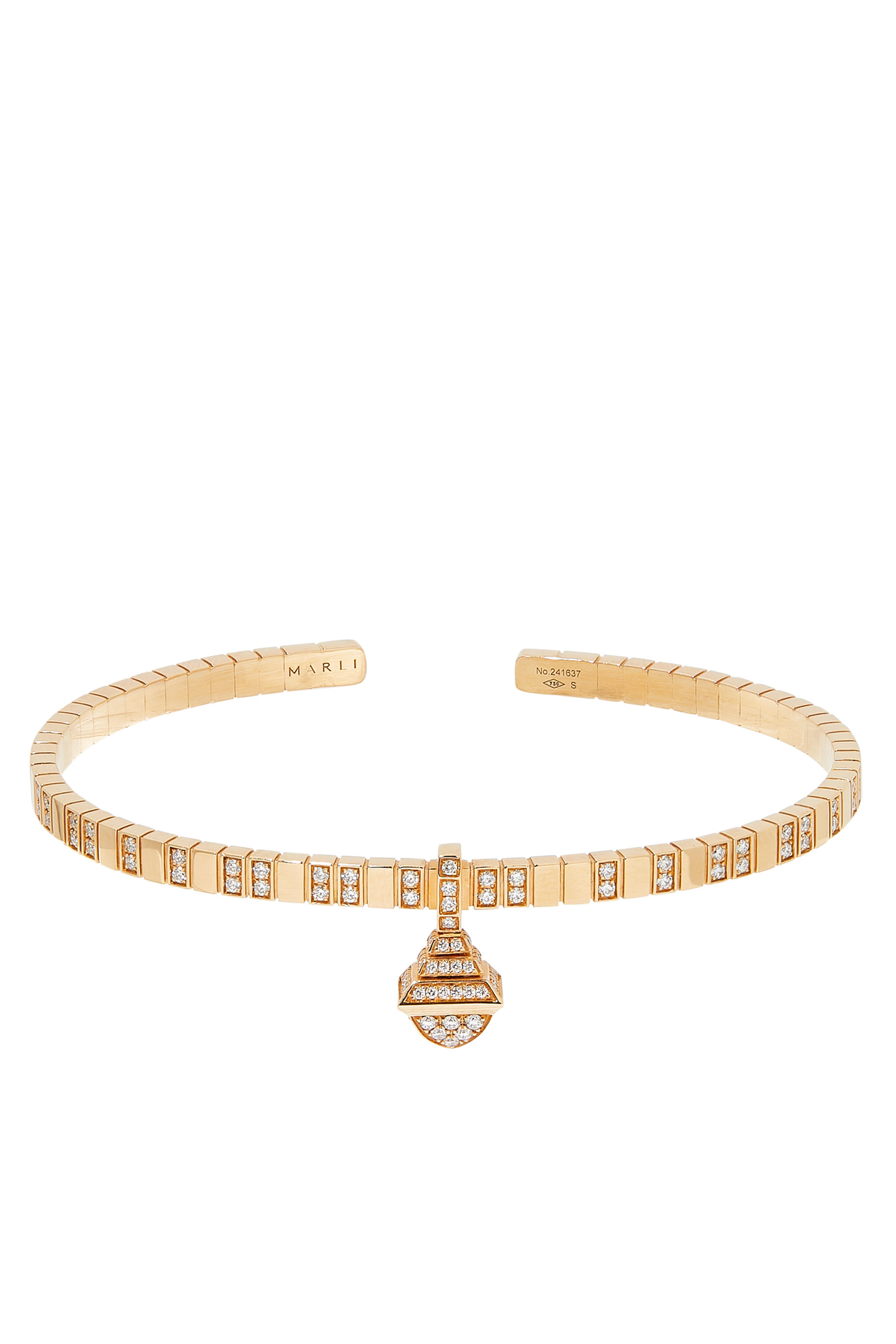 Cleo Charm Bangle, 18k Rose Gold with Full Diamonds