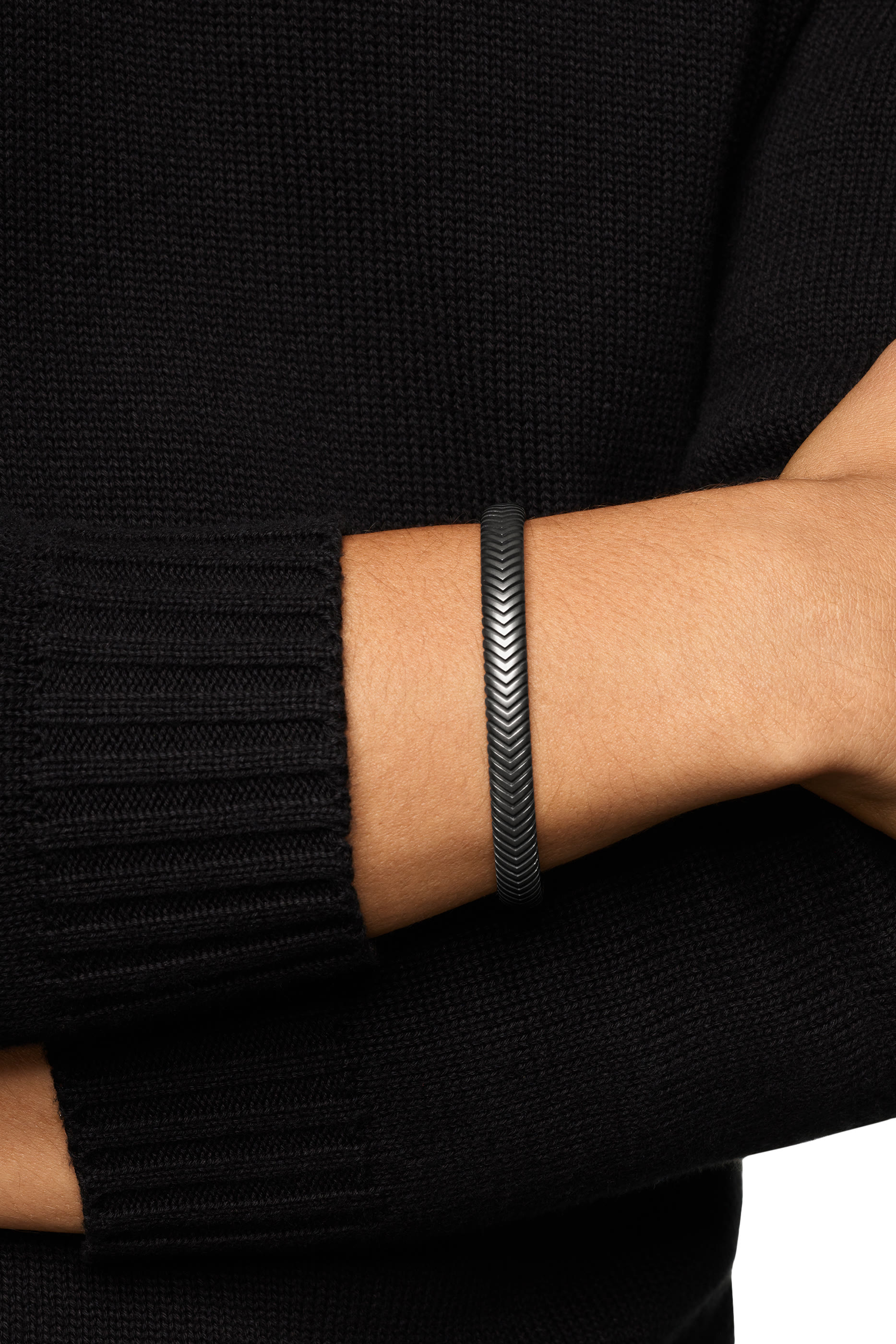 Chevron Cuff Bracelet in Black Titanium