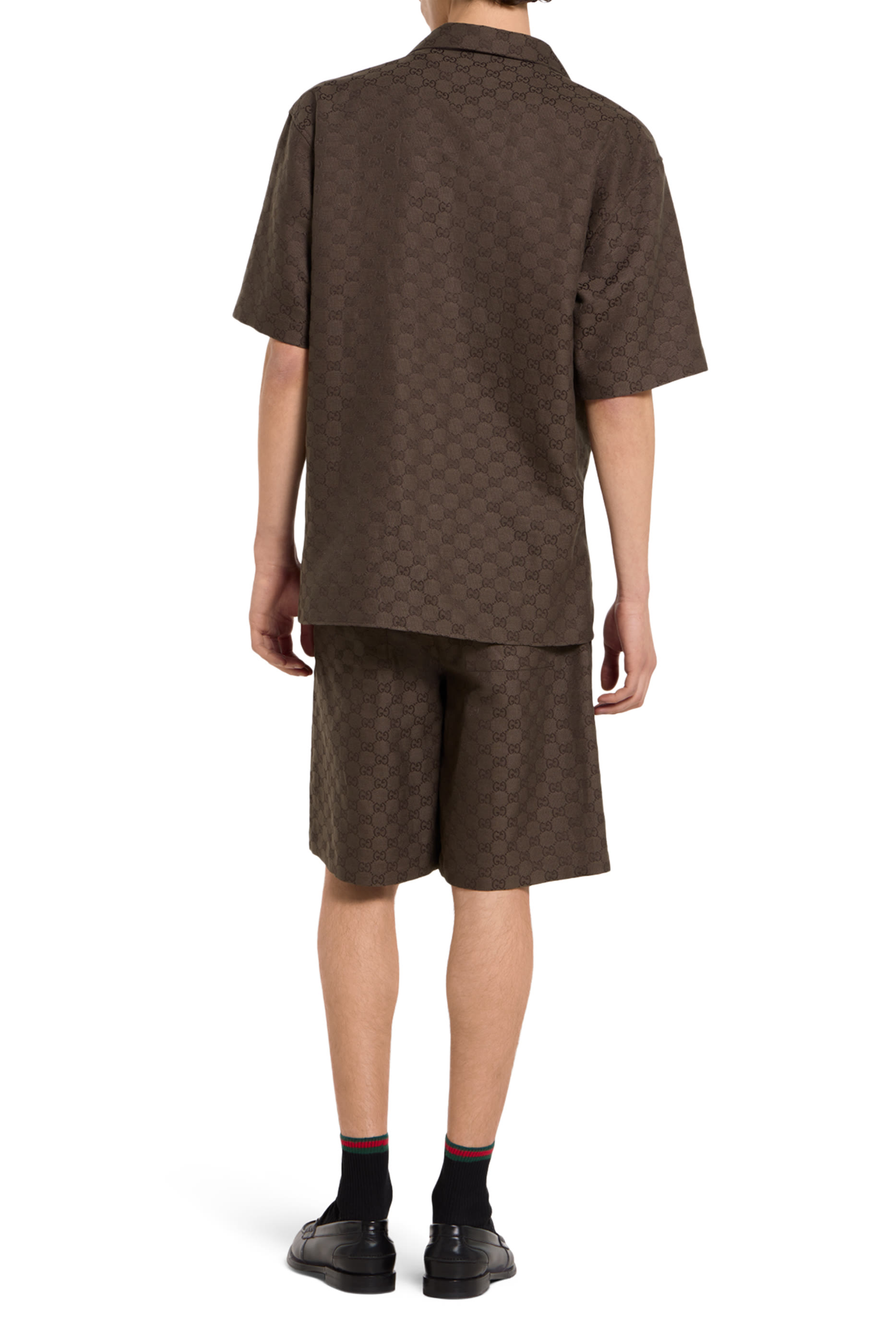 GG Canvas Linen Blend Bowling Shirt