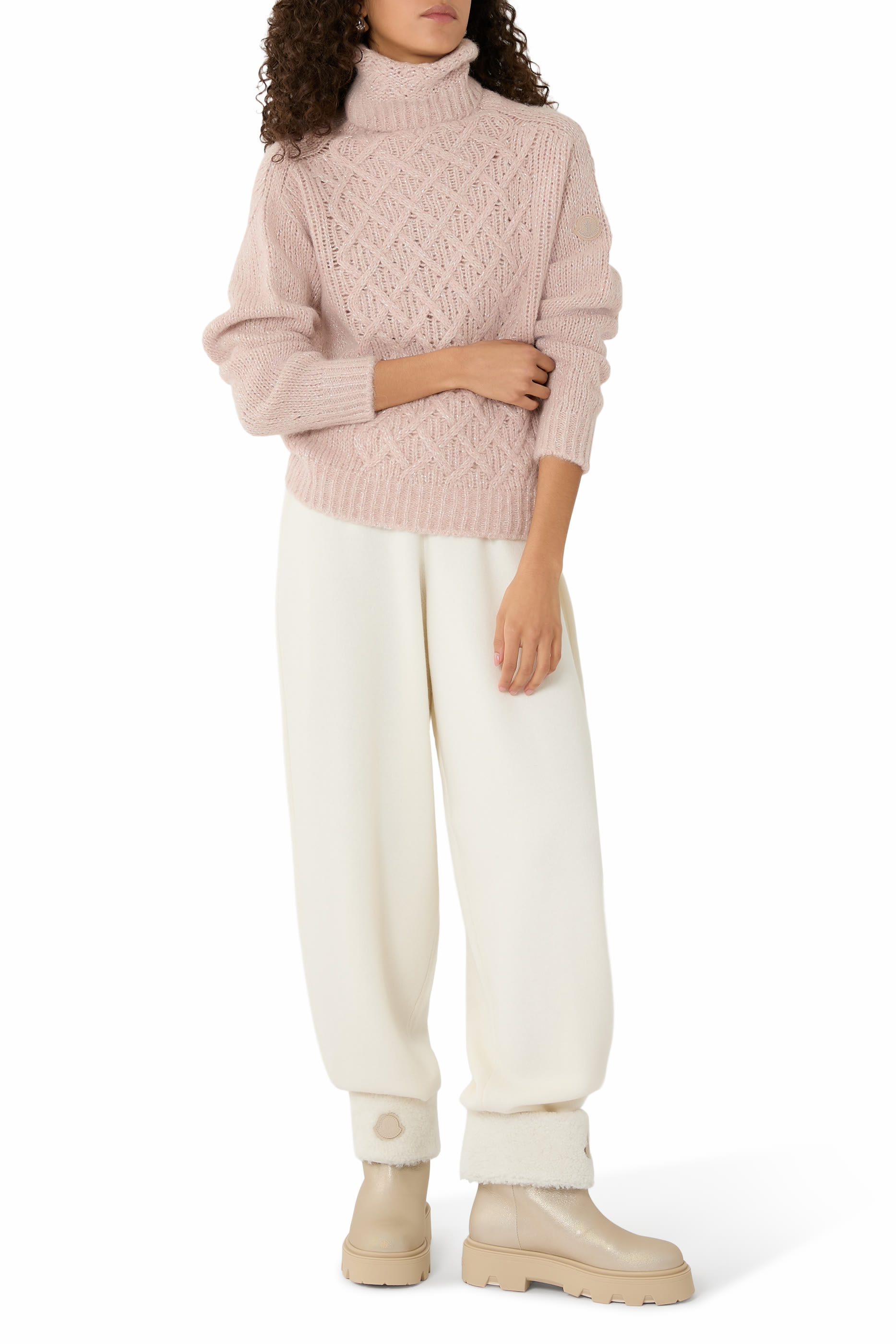 Cable-Knit T-Neck Sweater