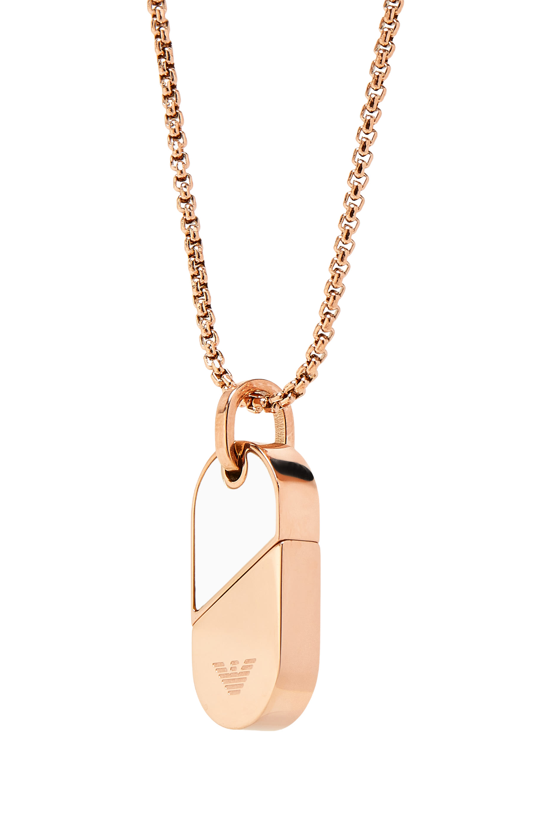 Dog Tag Necklace,  Rose Gold-Tone Sterling Silver & Mother of Pearl