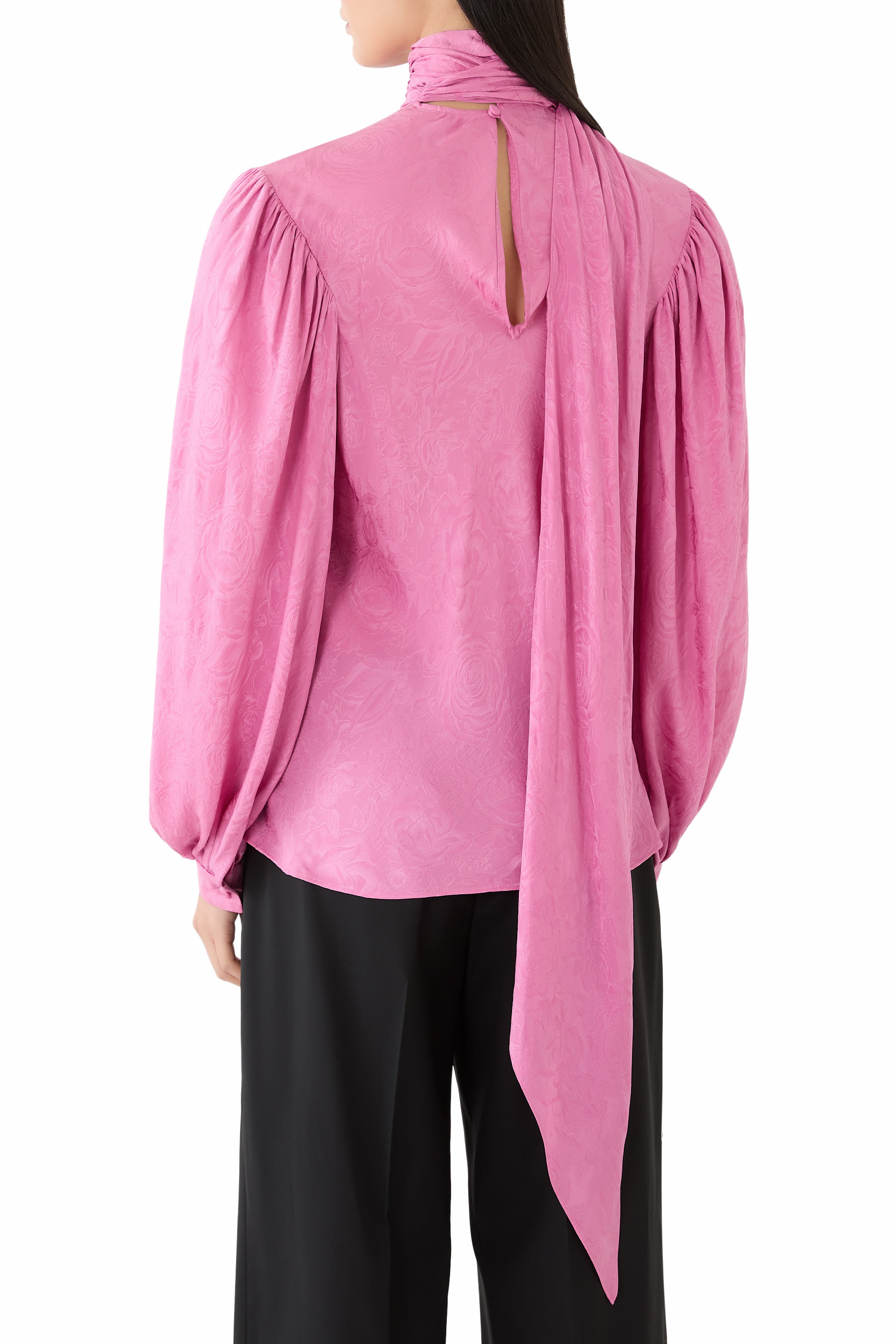 Silk Twill Shirt with Ribbon