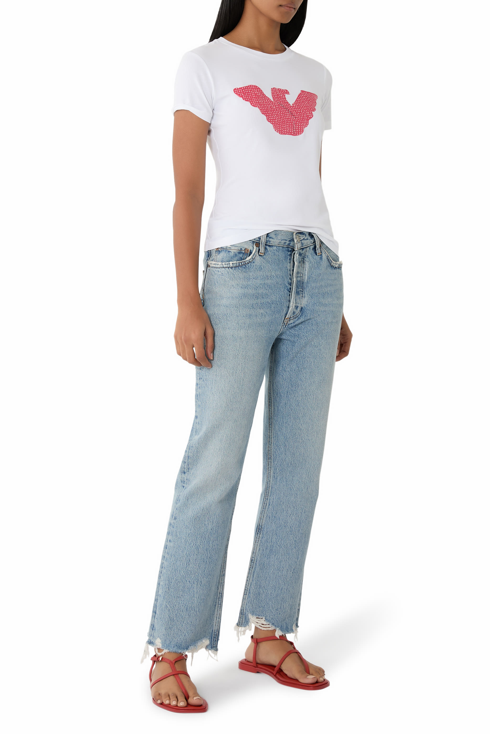 ASV Stretch-Jersey Slim-Fit T-Shirt with Oversized Eagle Pattern