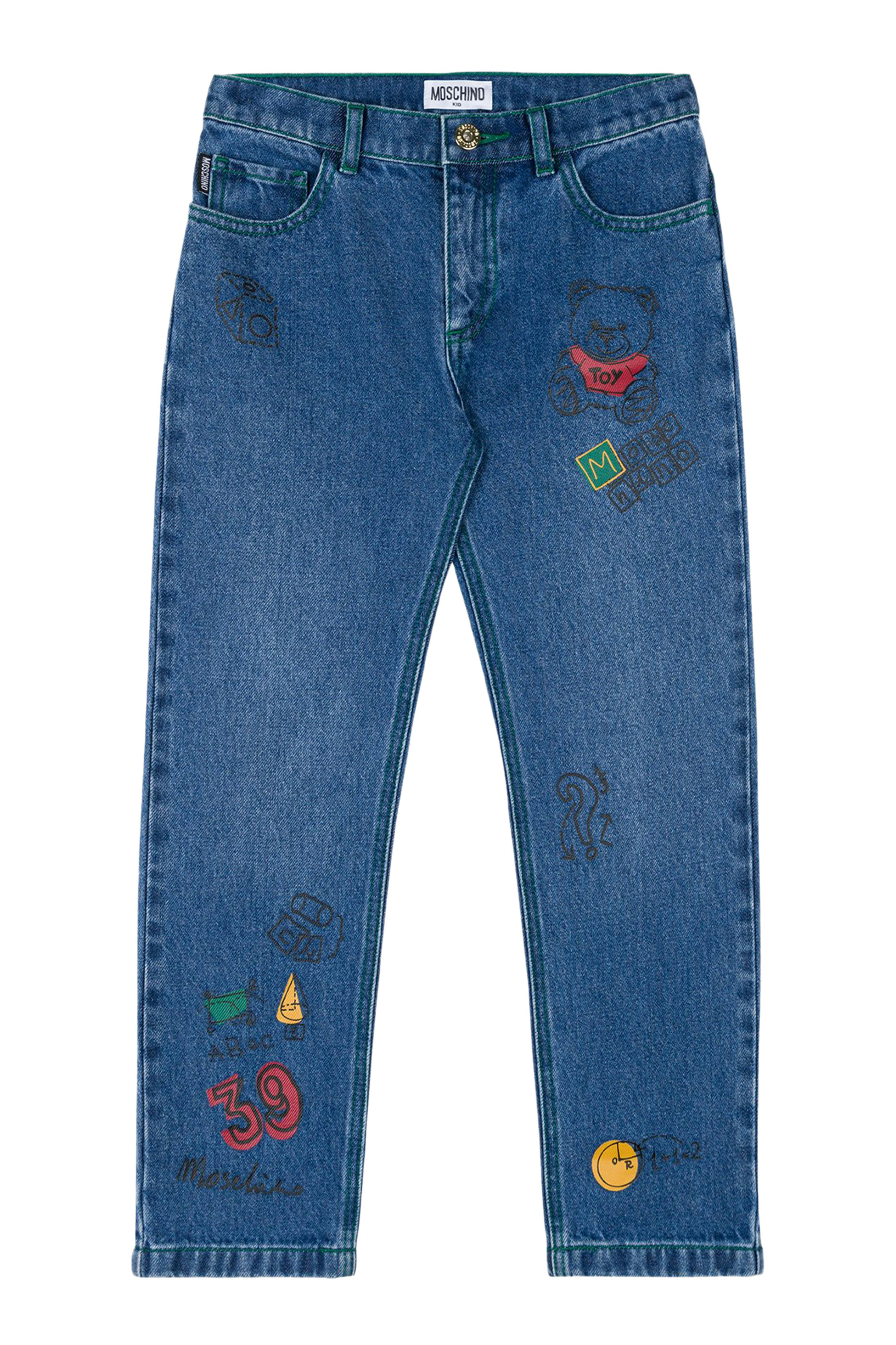 Kids School Print Denim Pants