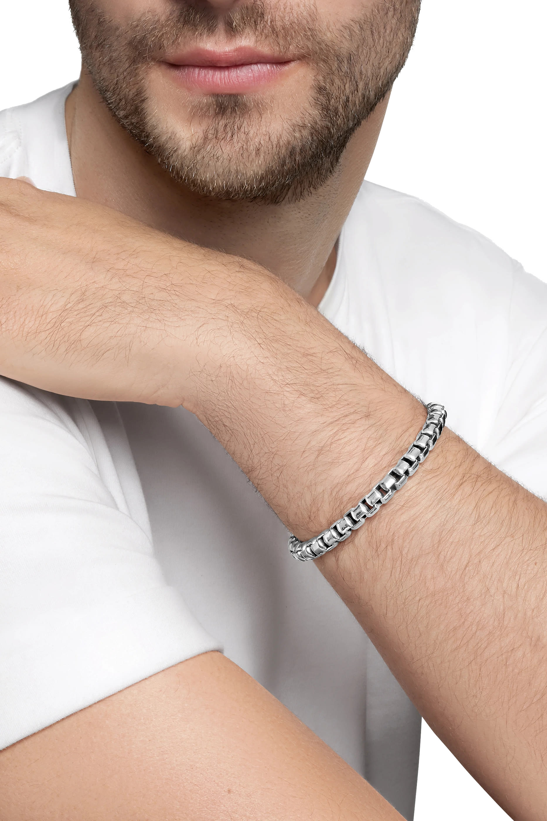 Extra-Large Box Sterling Silver Chain Bracelet